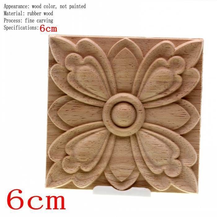 Unpainted Wood Color Decal Applique Furniture Square Home Decoration Accessories