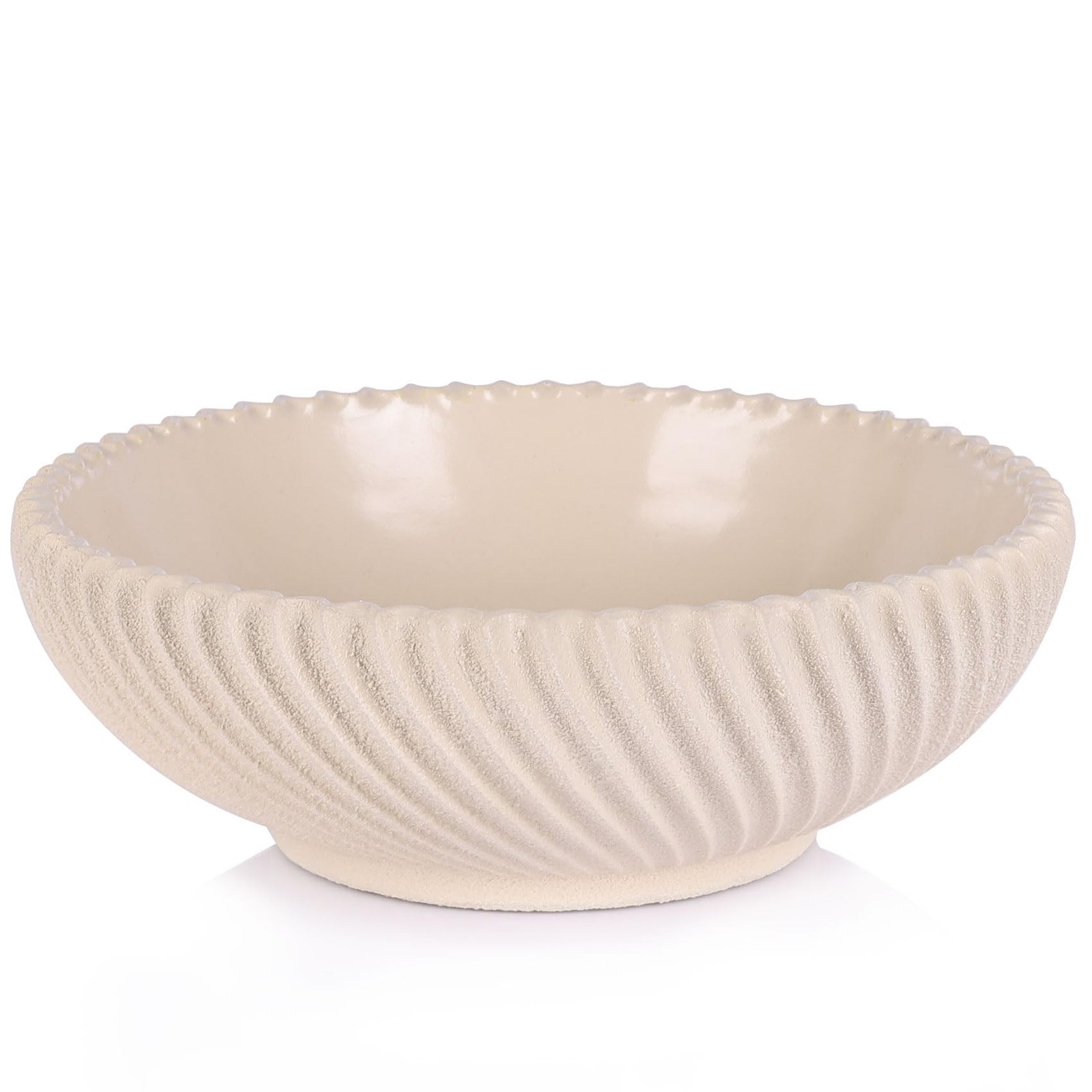 Large Resin Decorative Pedestal Bowl for Home Decor – Sandstone Ribbed Fruit …