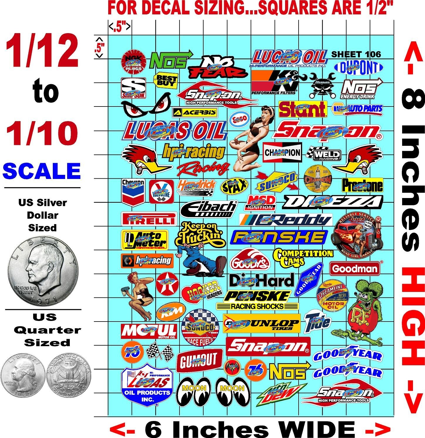 WHITE Vinyl Sticker Sheet 106-R/C MODEL Decal fits 1/10-1/16 Scale TRAXXASAXIAL