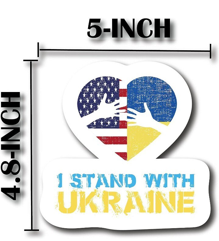 I Stand With Ukraine Ukrainian Heart Flag Anti War Paper Sticker