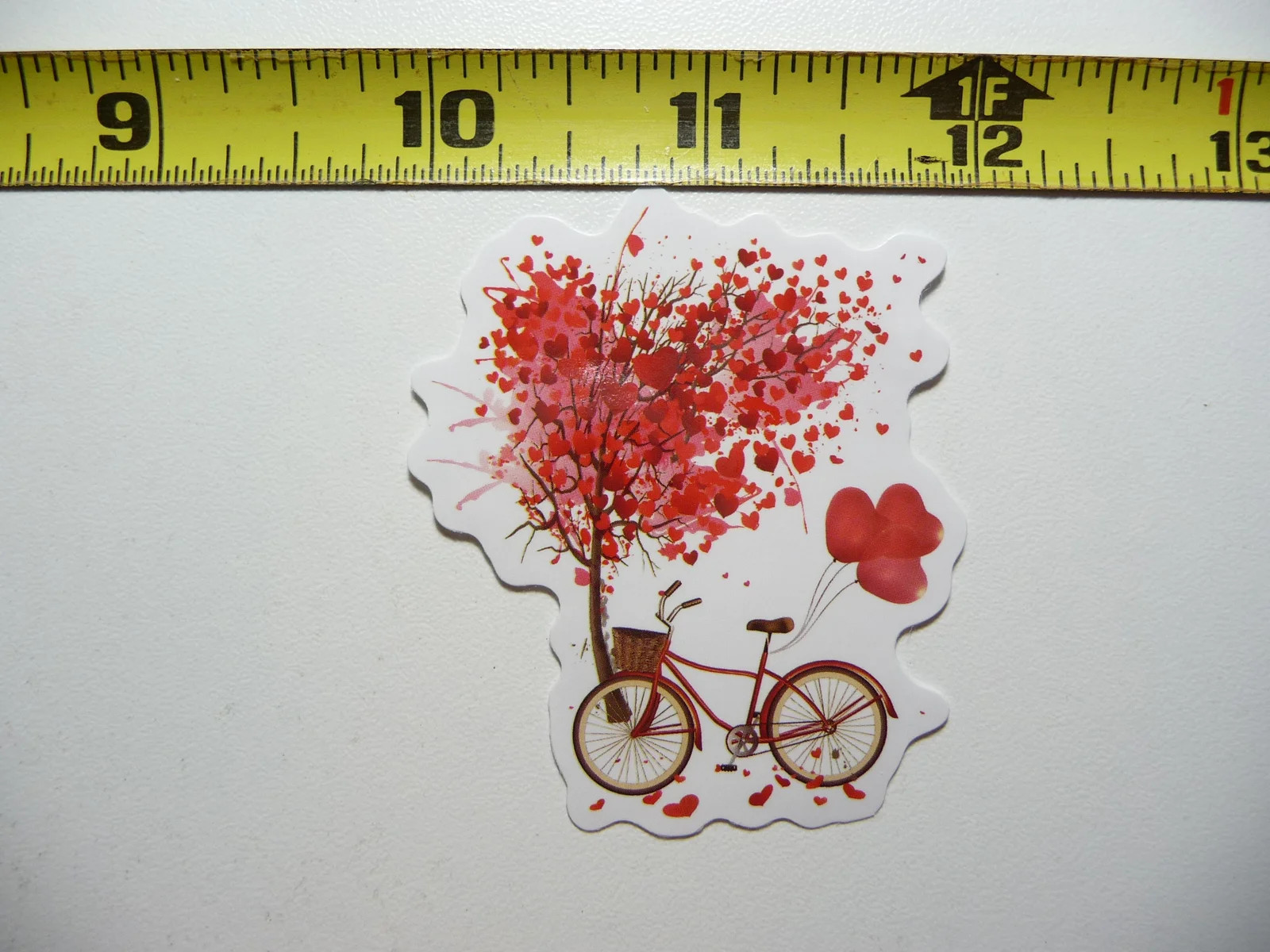 BIKE BICYCLE HEART BALLOONS ROSE BUSH SMALL STICKER DECAL FAMILY MOM DAD SON