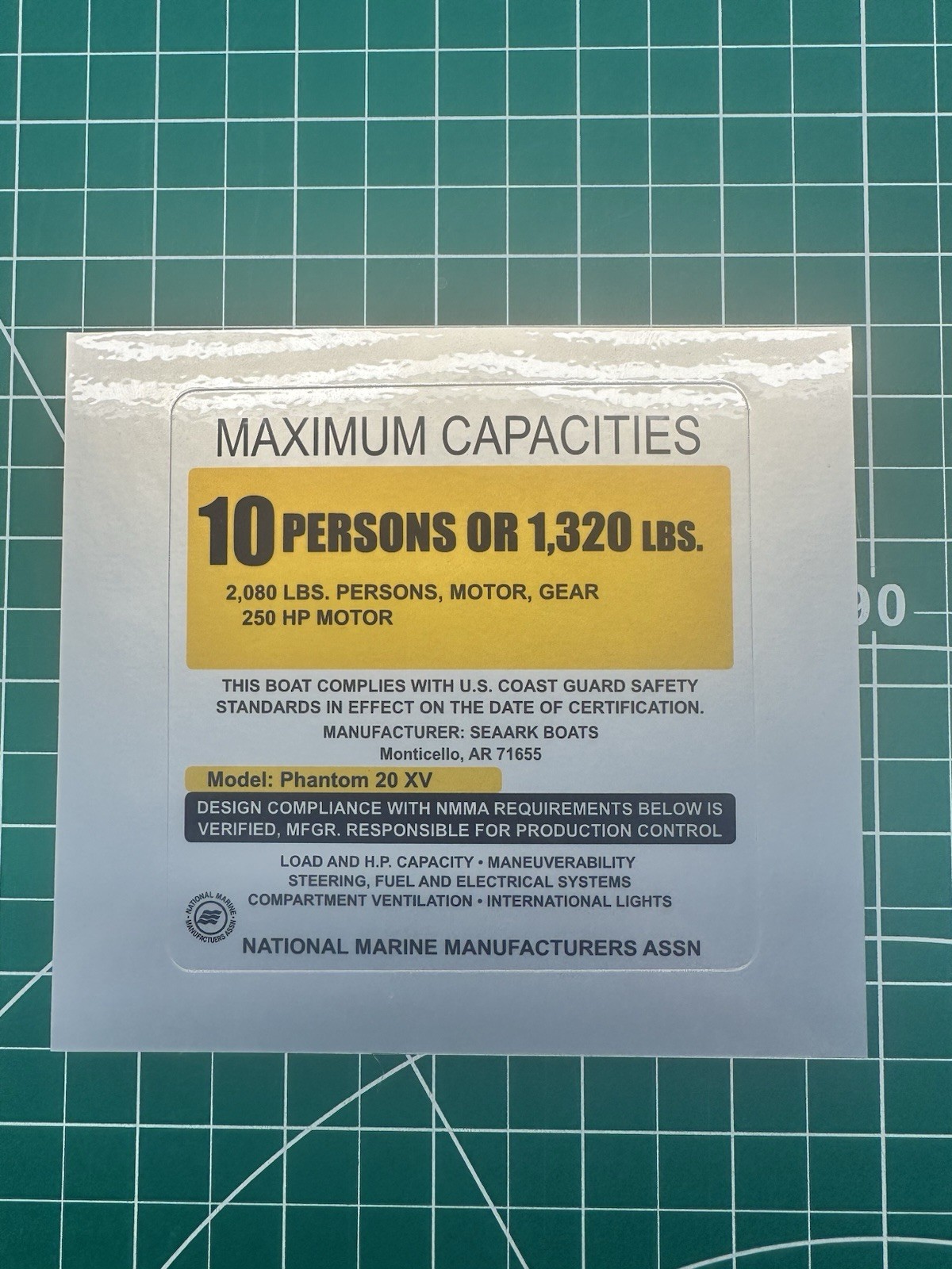 Custom Boat Capacity Sticker – Special Order