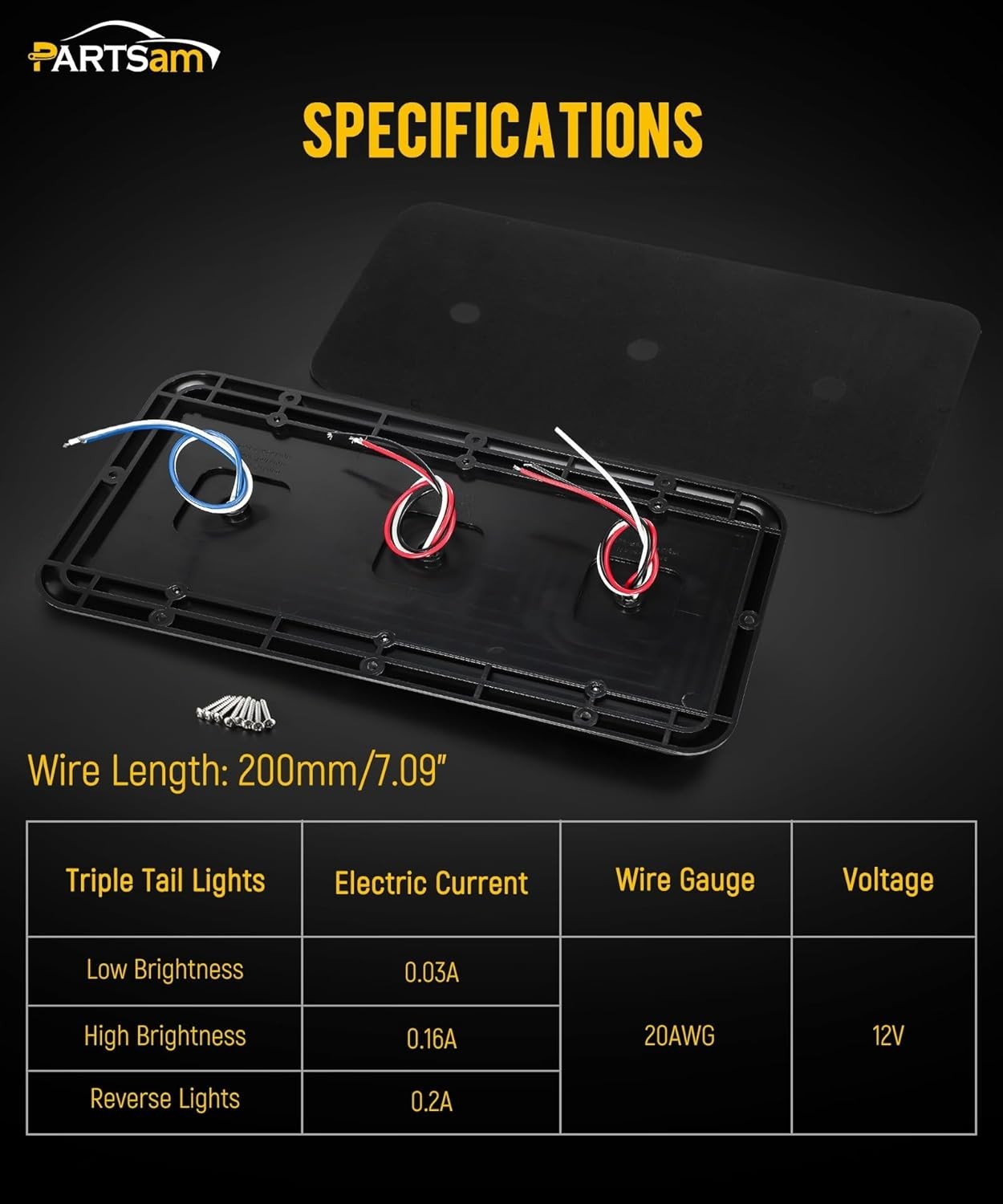 LED Tail Lights Rectangle Vertical Trailer Camper RV Tail Lights Stop Turn