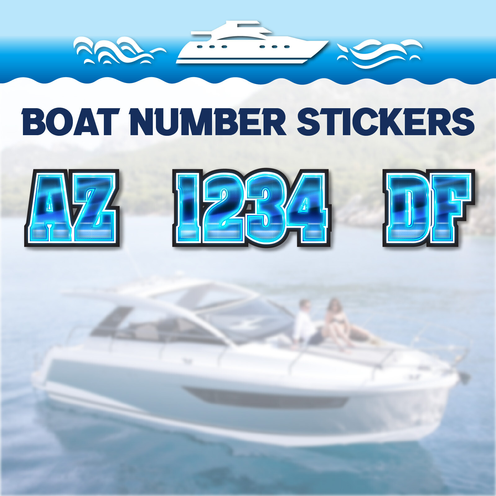 3 inch 2x Watercraft Number Custom Boat Registration Stickers3 inch Lighting