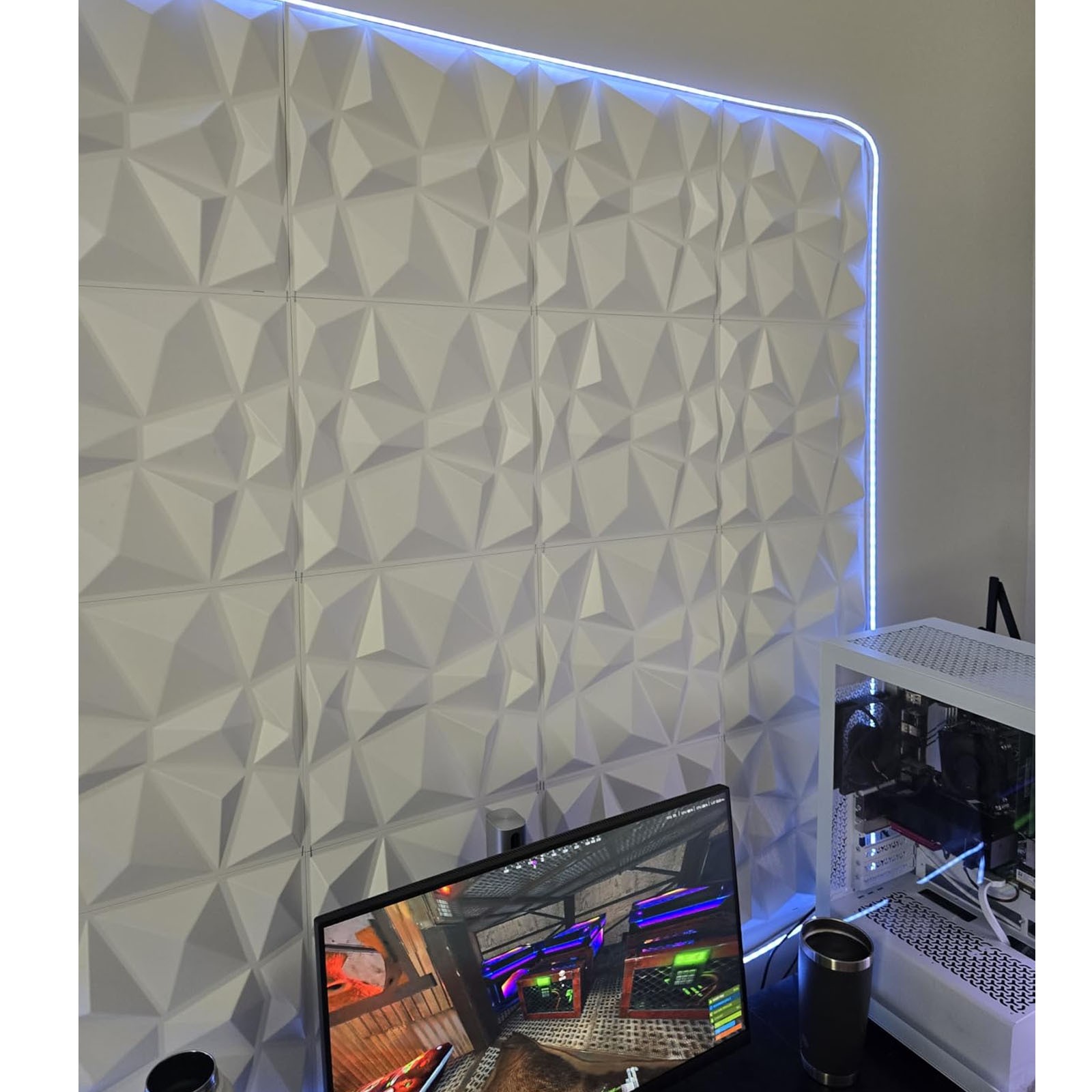 10pcs 3D Wall Panels Decorative Covering PVC Cladding Wallpaper Tiles 30x30cm