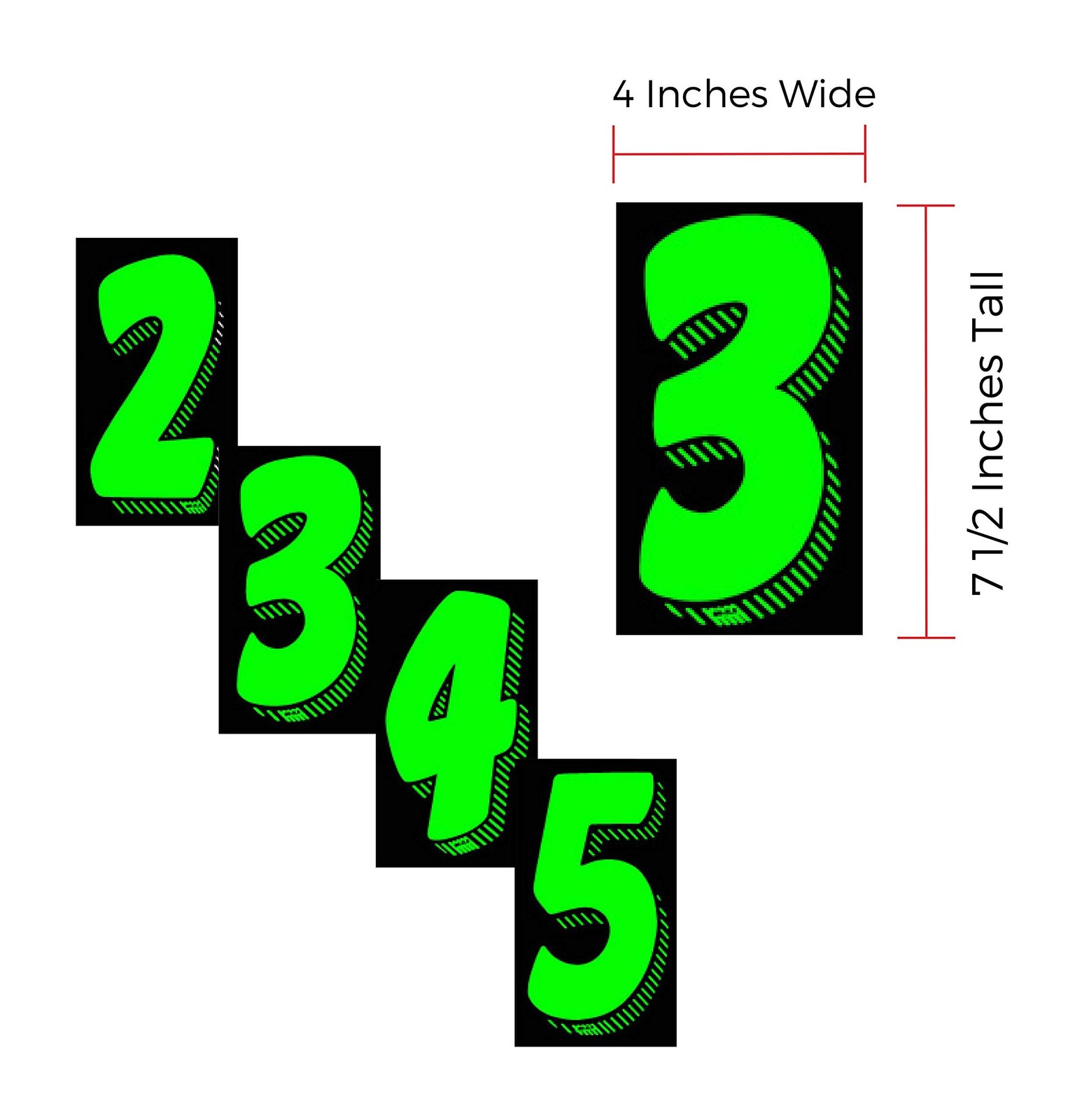 EZ Line Vinyl Windshield Number Decals Chartreuse Dealer Pro Pack