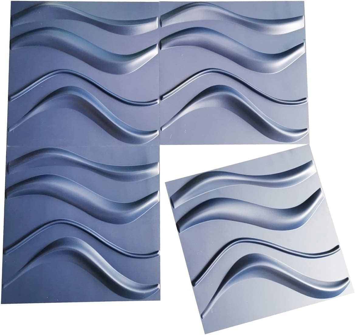 Navy Blue PVC Wall Panel 19.7×19.7in 12 Pack Easy DIY Waterproof Interior Decor