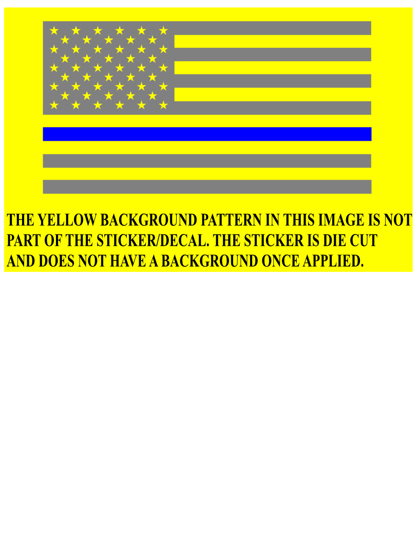 THIN BLUE LINE FLAG LAW ENFORCEMENT/POLICE Decal 3.0"h x 5.6"w SILVER/BLUE
