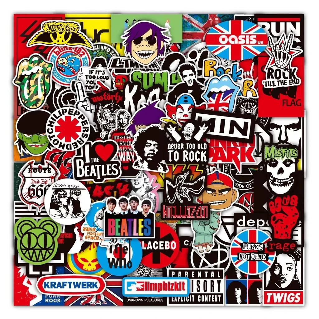 100PCS Rock Band Stickers Lot Punk Music Heavy Metal Bands Sticker Decal