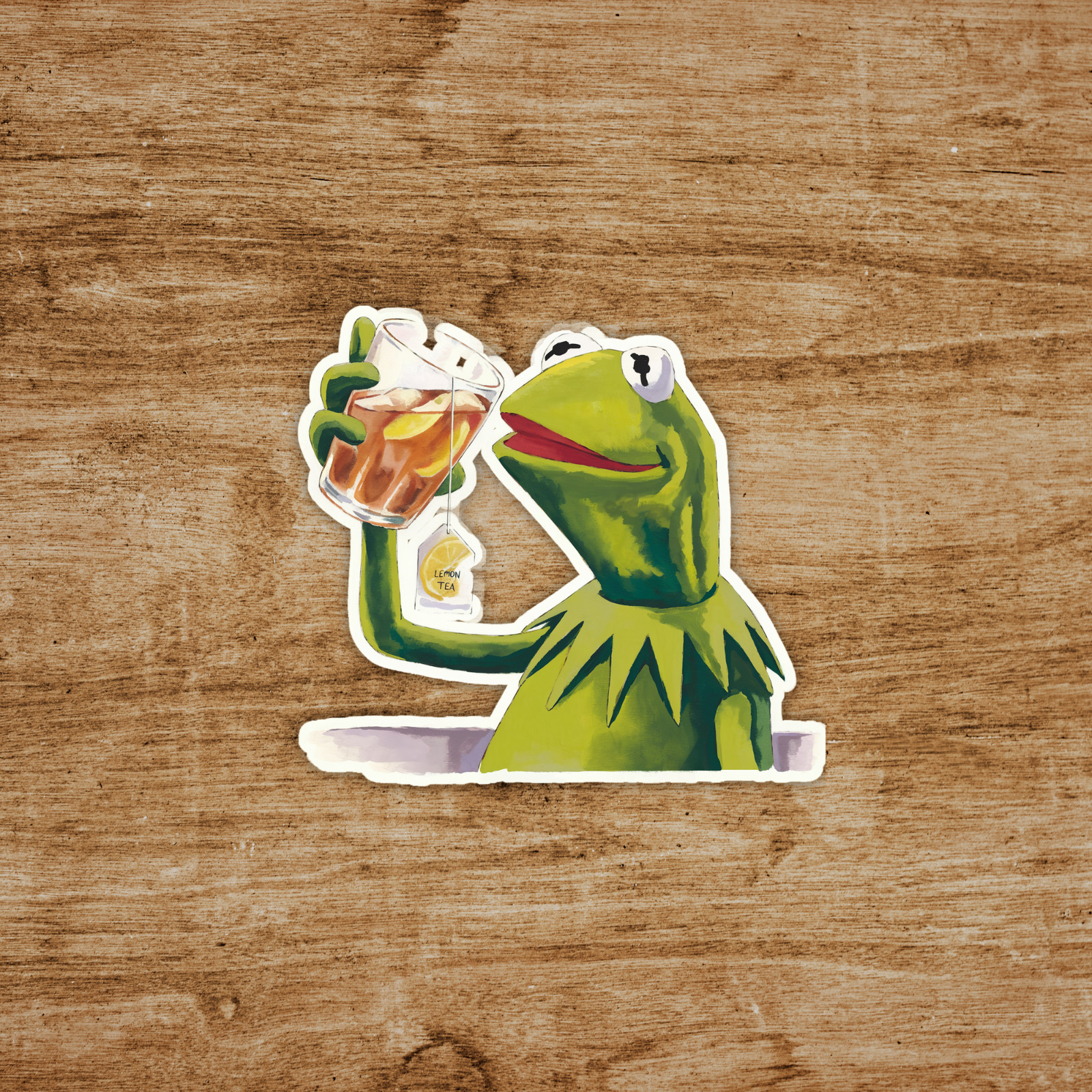 Kermit the Frog Lemon Tea Art Print – Funny Pop Culture Muppets Parody sticker #