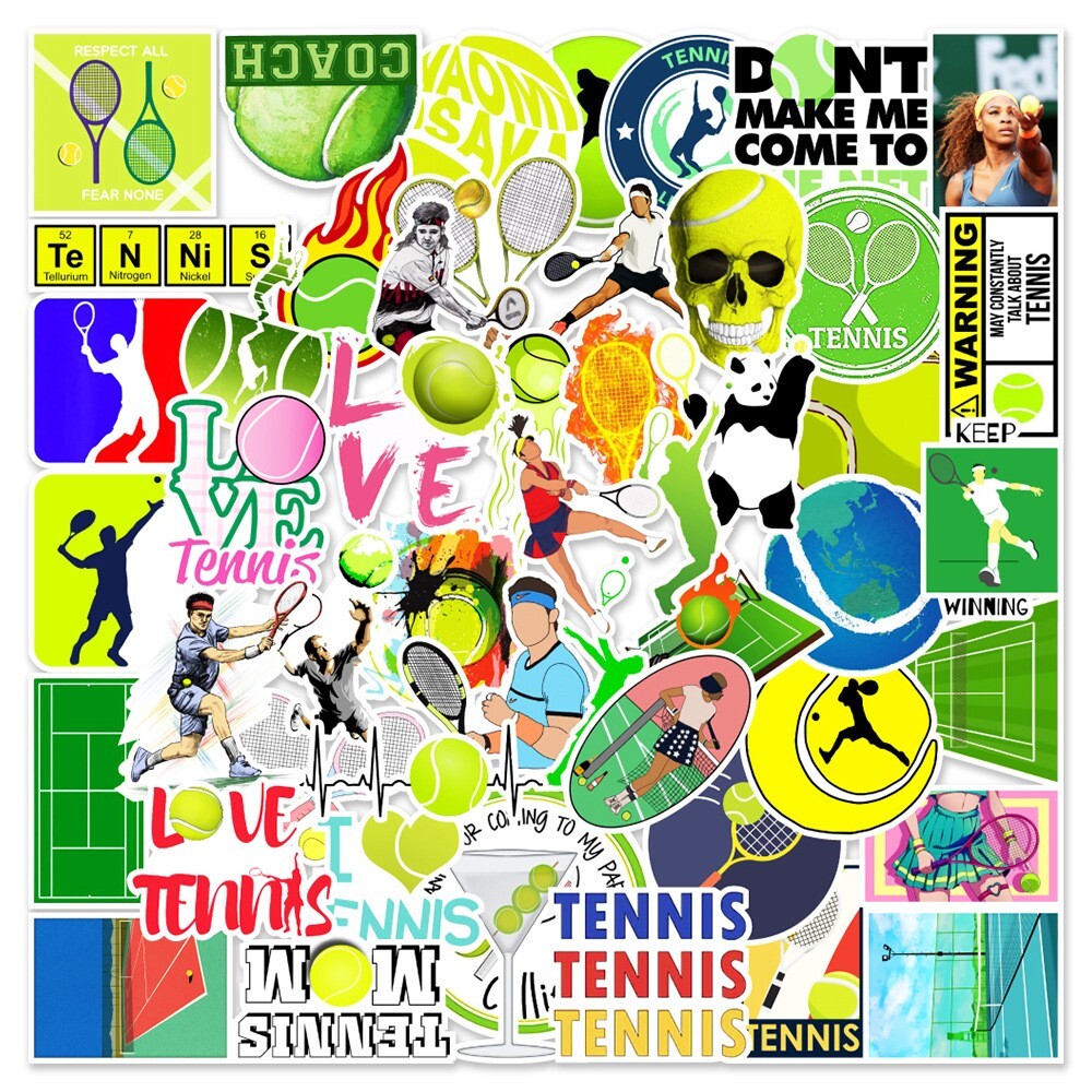 50 Pcs Stickers Tennis Sports Fridge Luggage Skateboard Car Laptop Water bottle