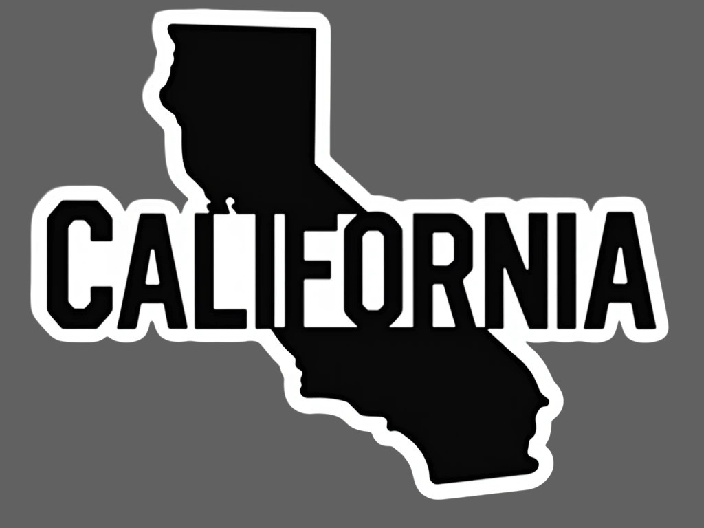 California Sticker Vinyl Decal State Outline Black White Bold Car Laptop