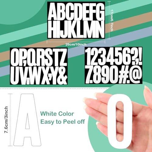 32 Sheets Letter and Number Stickers Self Adhesive Vinyl Letters 3 Inch White