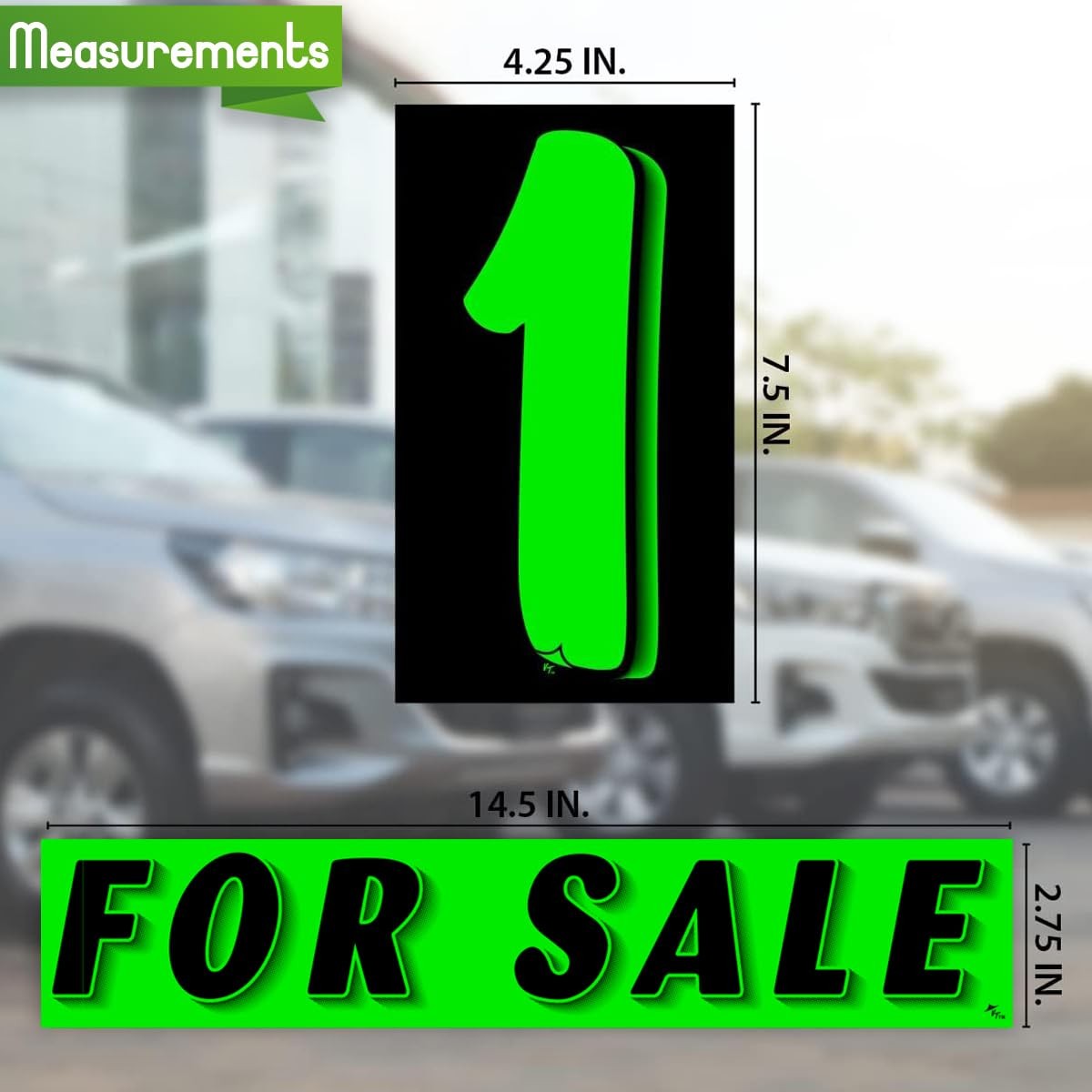 Vinyl Number and Decals 13 Dozen Car Lot Windshield Pricing Stickers (Green 2…