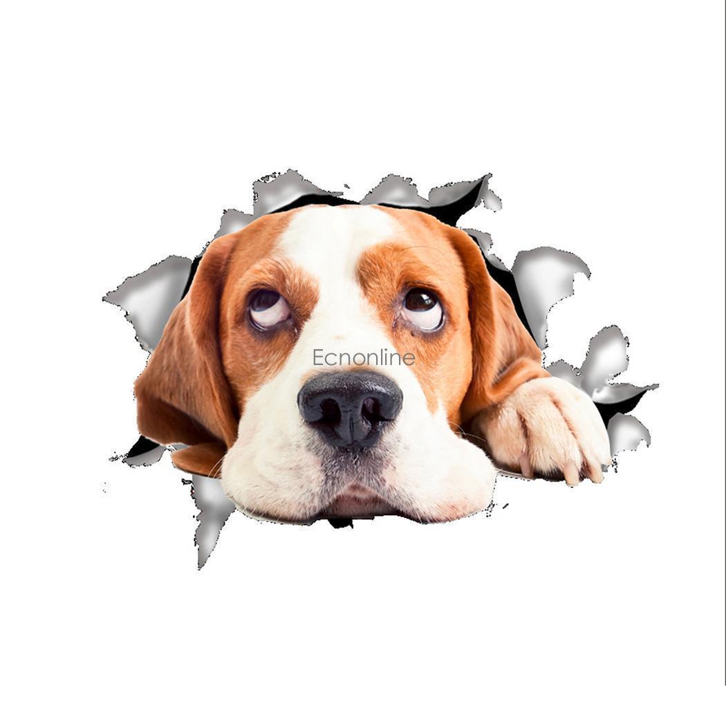 Wall/Refrigerator/Toilet Decals/Stickers-Dog Breaking Through/Basset 5.5 x 8 In.