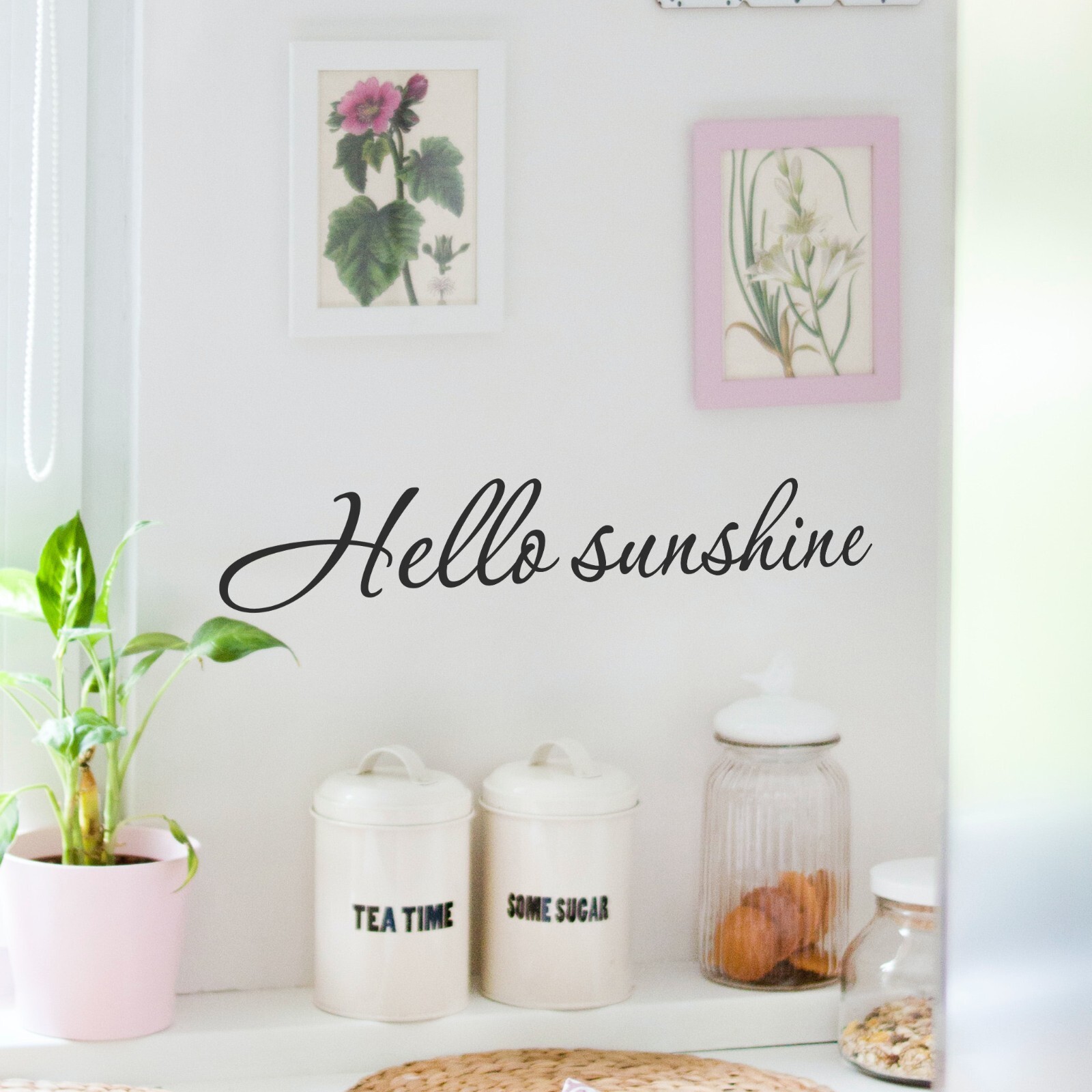Hello sunshine wall decal love quote sticker for bedroom bathroom 22×4 inches