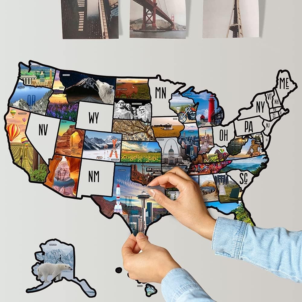 Sticker, 50 States Travel Map Theme for RV, 23.6" x 15.7"