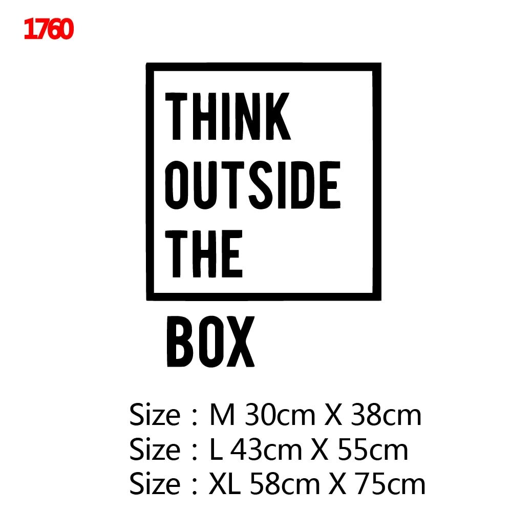 THINK OUTSIDE THE BOX Modern Motivation Inspirational Wall Sticker Office Study