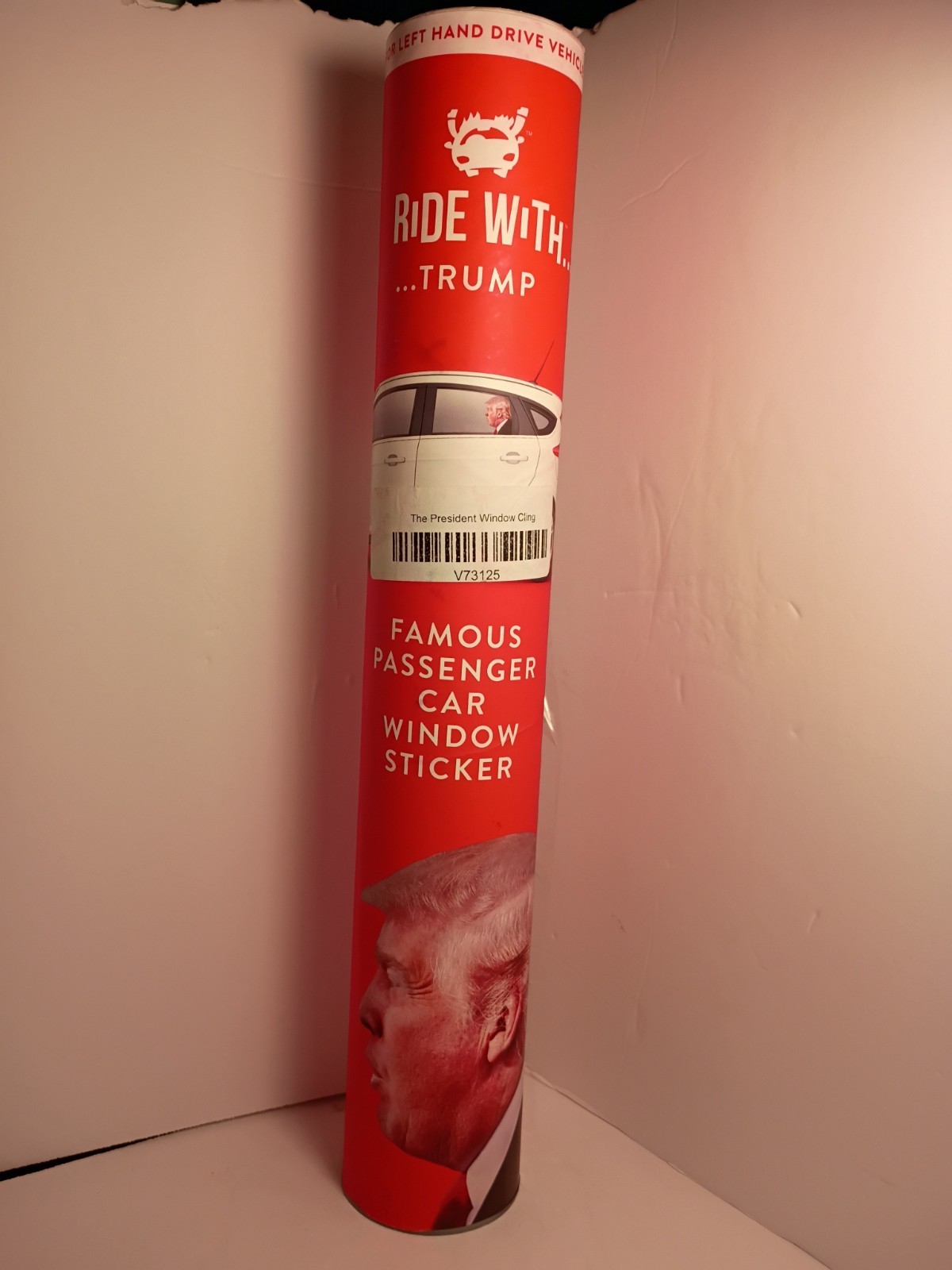 Car Window Decal Sticker Easy Peel Rear Left Life Size Head Ride w/ Donald Trump