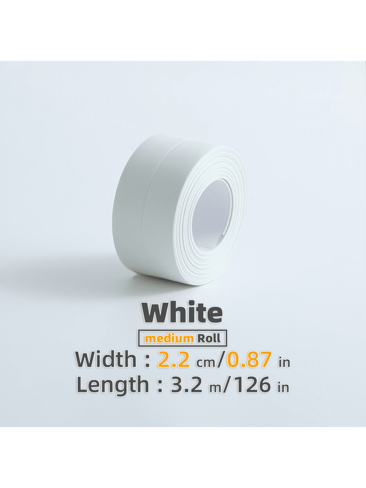 White Medium Roll Waterproof Tape 2.2cm x 3.2m For Kitchen Bathroom Sealant