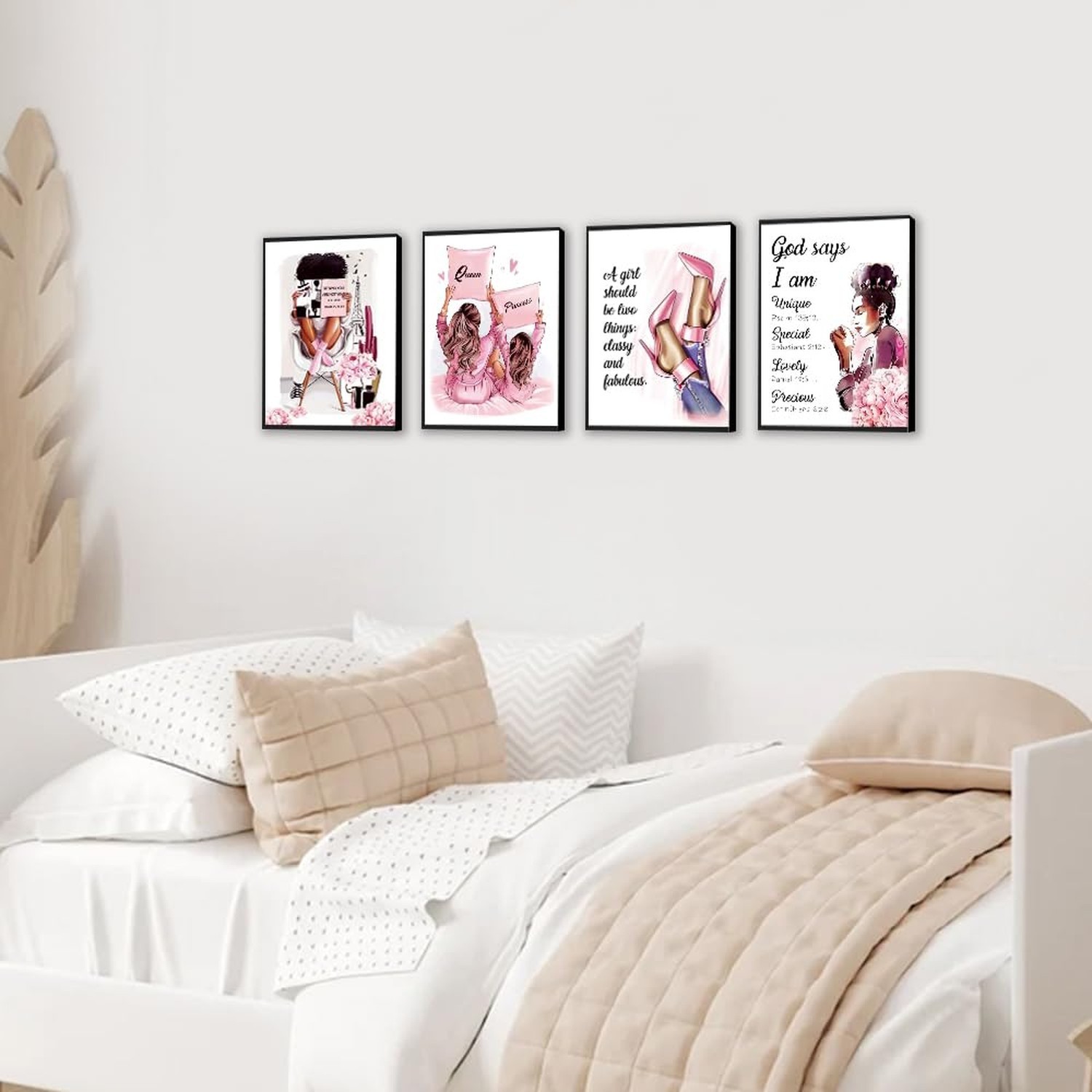 Pink Bible Verse Wall Art Canvas Prints Girls Dorm Scripture Inspirational Wa…