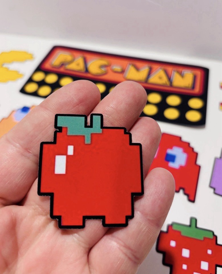 Pac-Man Large Character Sticker Set, Vintage Arcade gamer Gift, 80s Retro￼￼