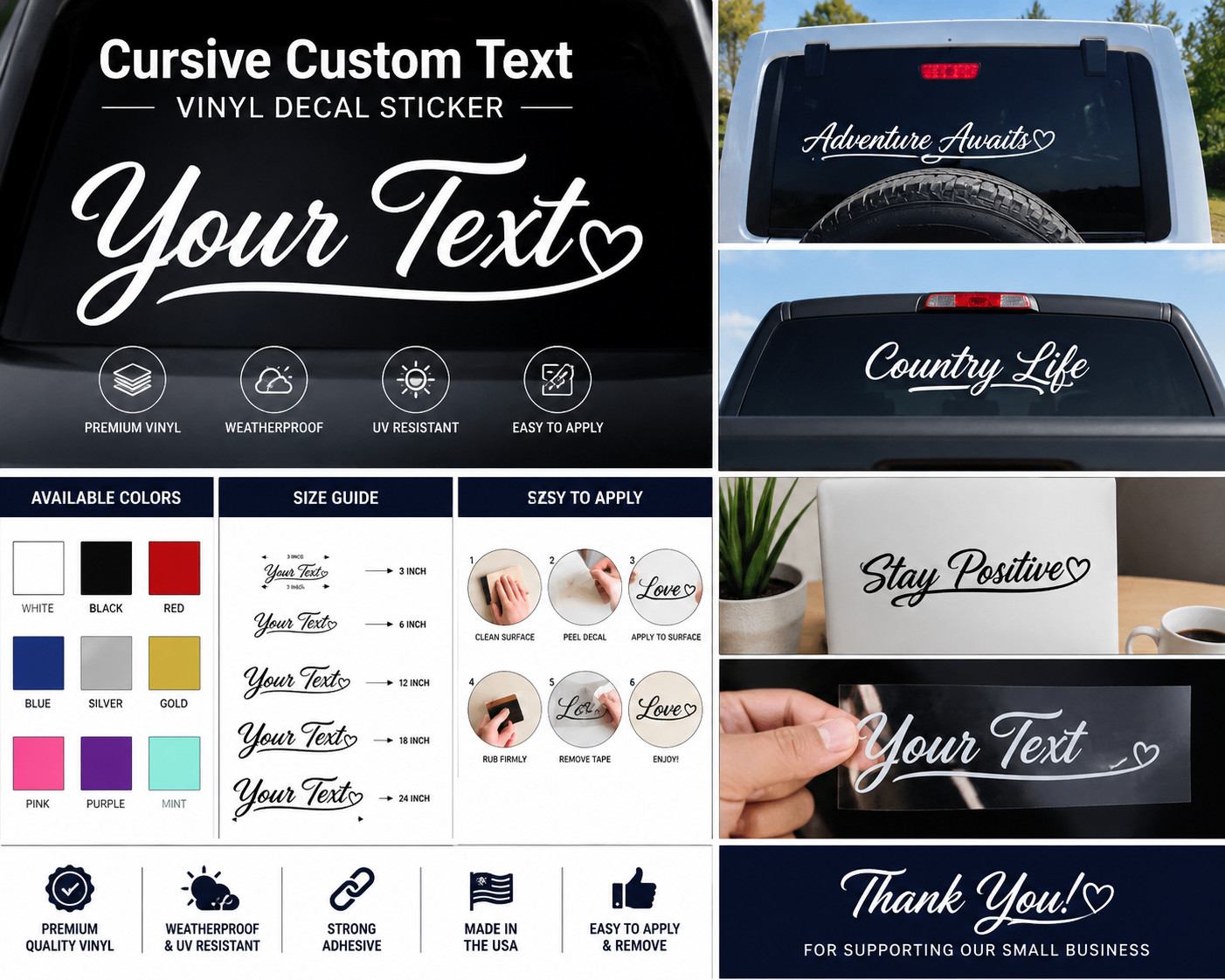 Custom Cursive Vinyl Decal – Personalized Script Lettering