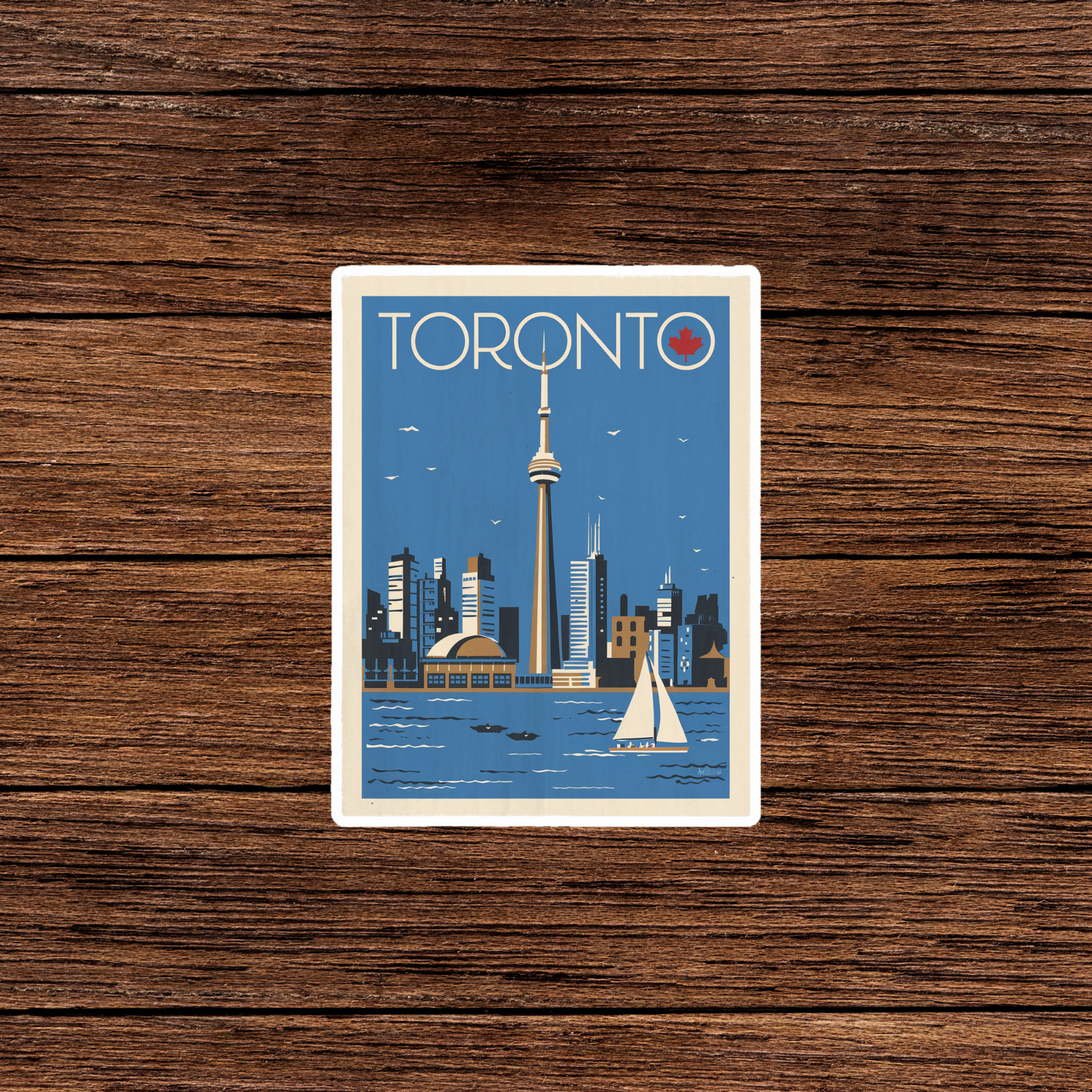 Vintage Toronto Skyline Travel sticker – Canada Cityscape Art Print Sticker #316