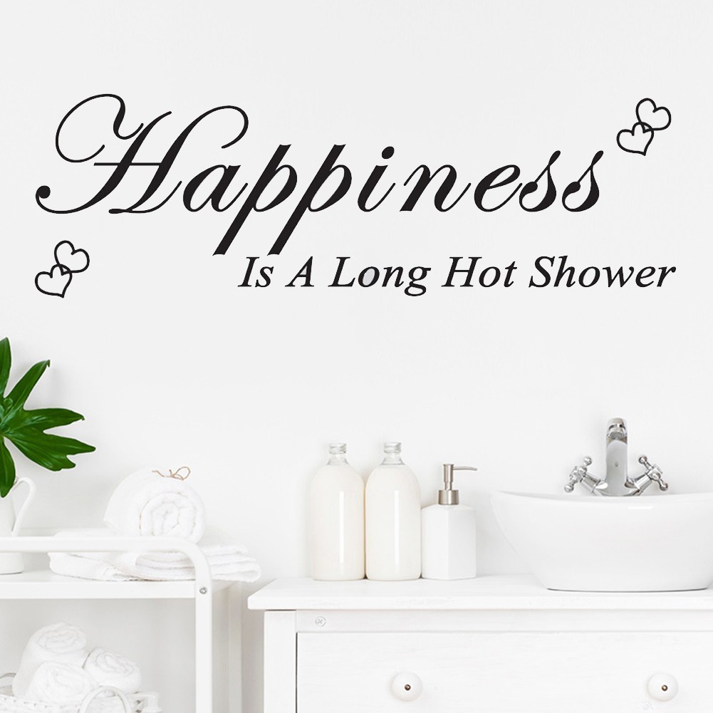 Brand New Wall Sticker 25*75cm Happiness Is A Long Hot Shower Home Decor