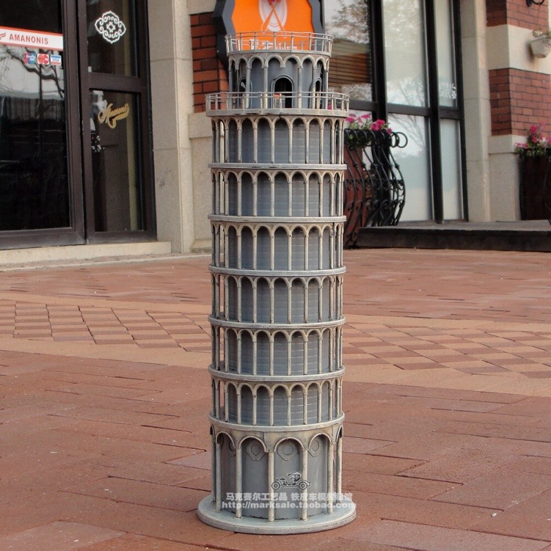 Vintage Iron Art Leaning Tower of Pisa Model Tabletop Decor Ornament Gift
