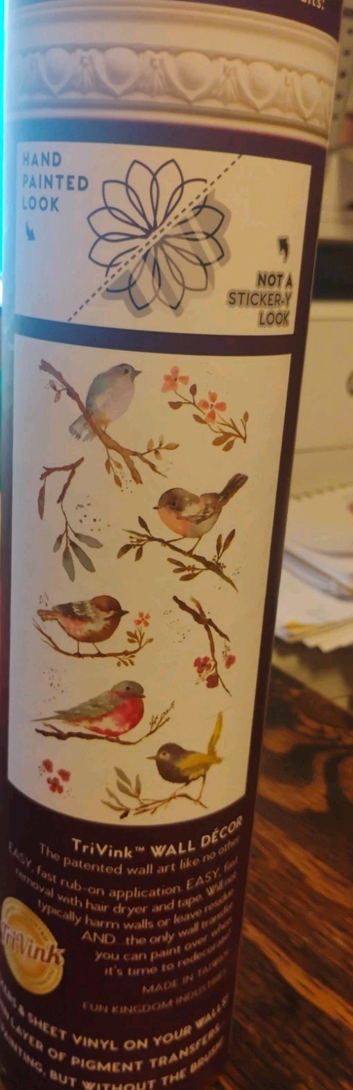 TriVink Removable Multicolor Vinyl Birds Wall Decal 11x22in WallArt