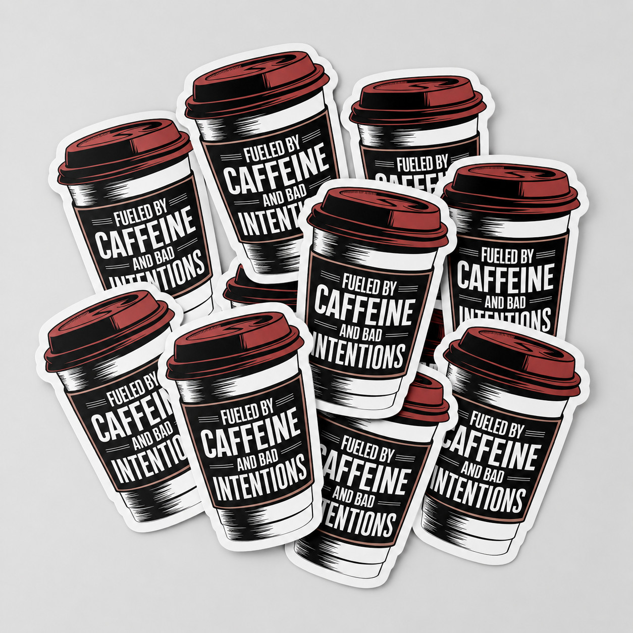 Fueled by Caffeine Sticker 4in Funny Coffee Cup Vinyl Decal for Laptop