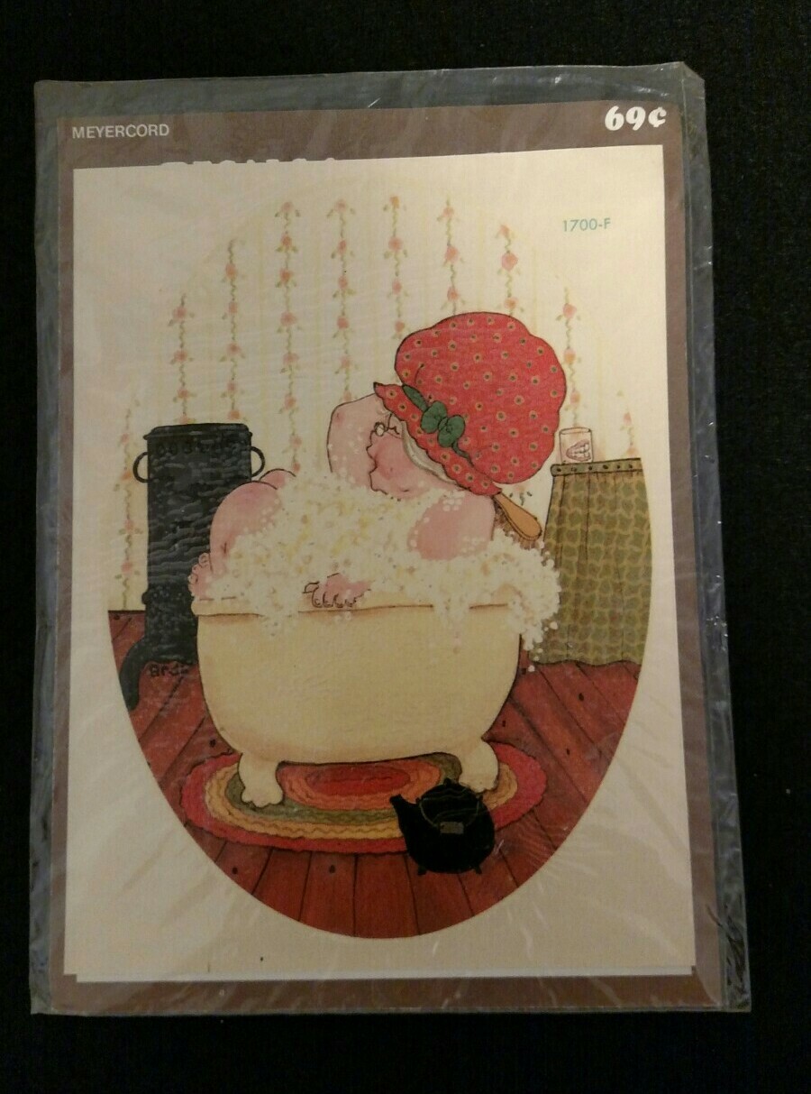 Vintage Meyercord Water Dip Decal Sticker Grannycore Old Lady Bathroom Bath Tub