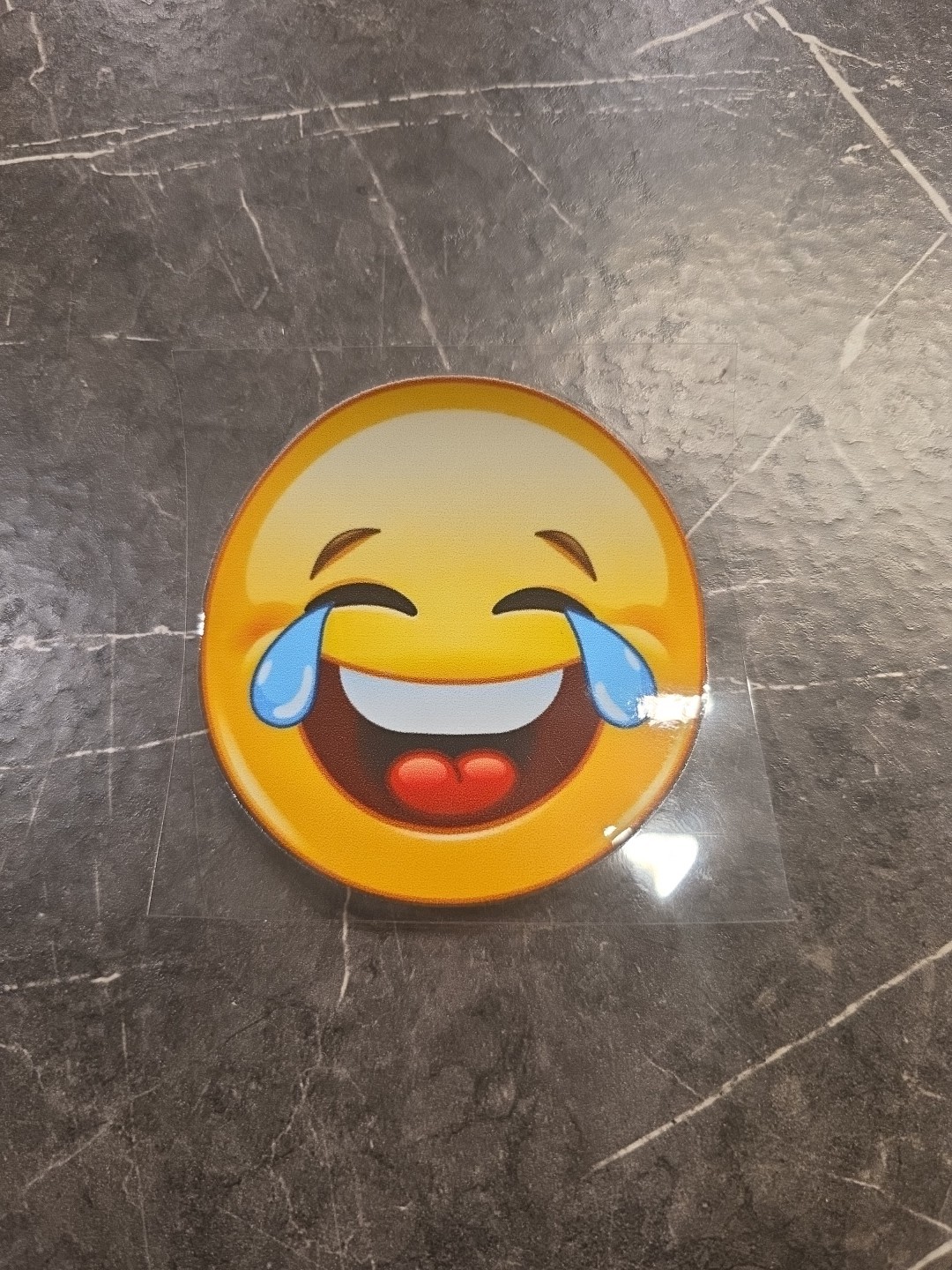 Tears Of Joy Smiley Face Emoji UV DTF Raised Decal Sticker Color Waterproof