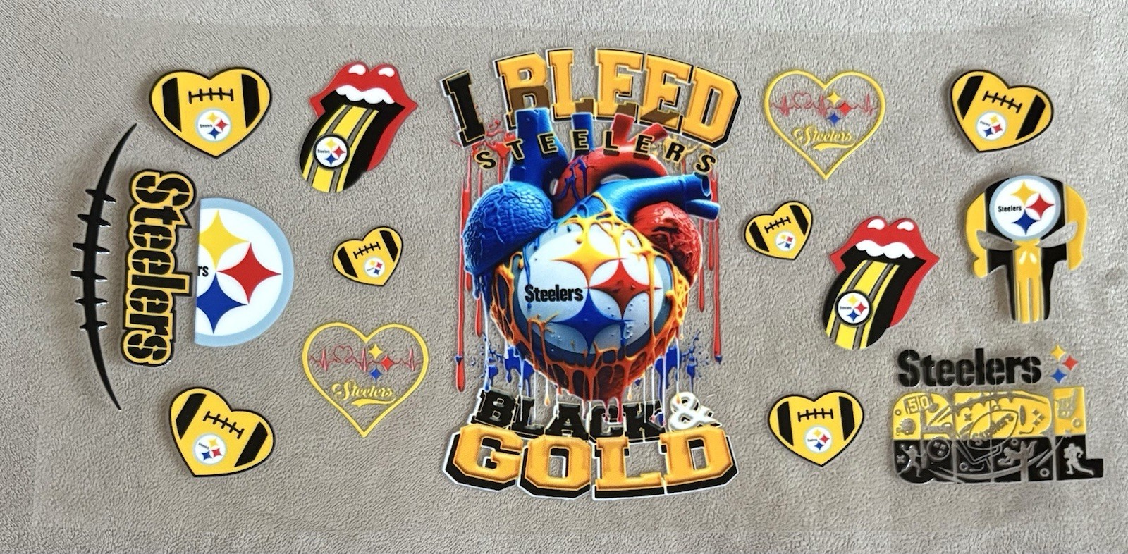 PITTSBURGH Football Team UV DTF Waterproof Transfer Sticker Cup Wrap DIY