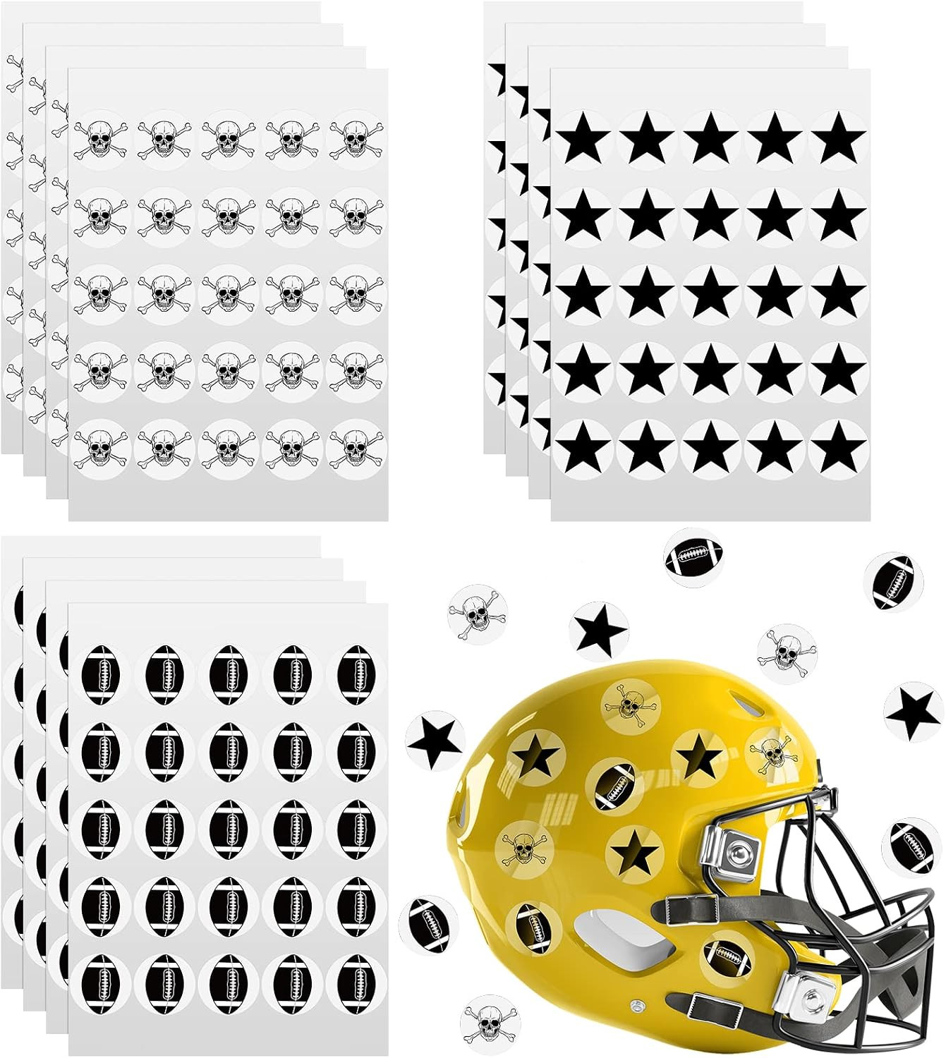 300 Pcs Football Helmet Decal Football Stickers Self Adhesive Helmet Stickers