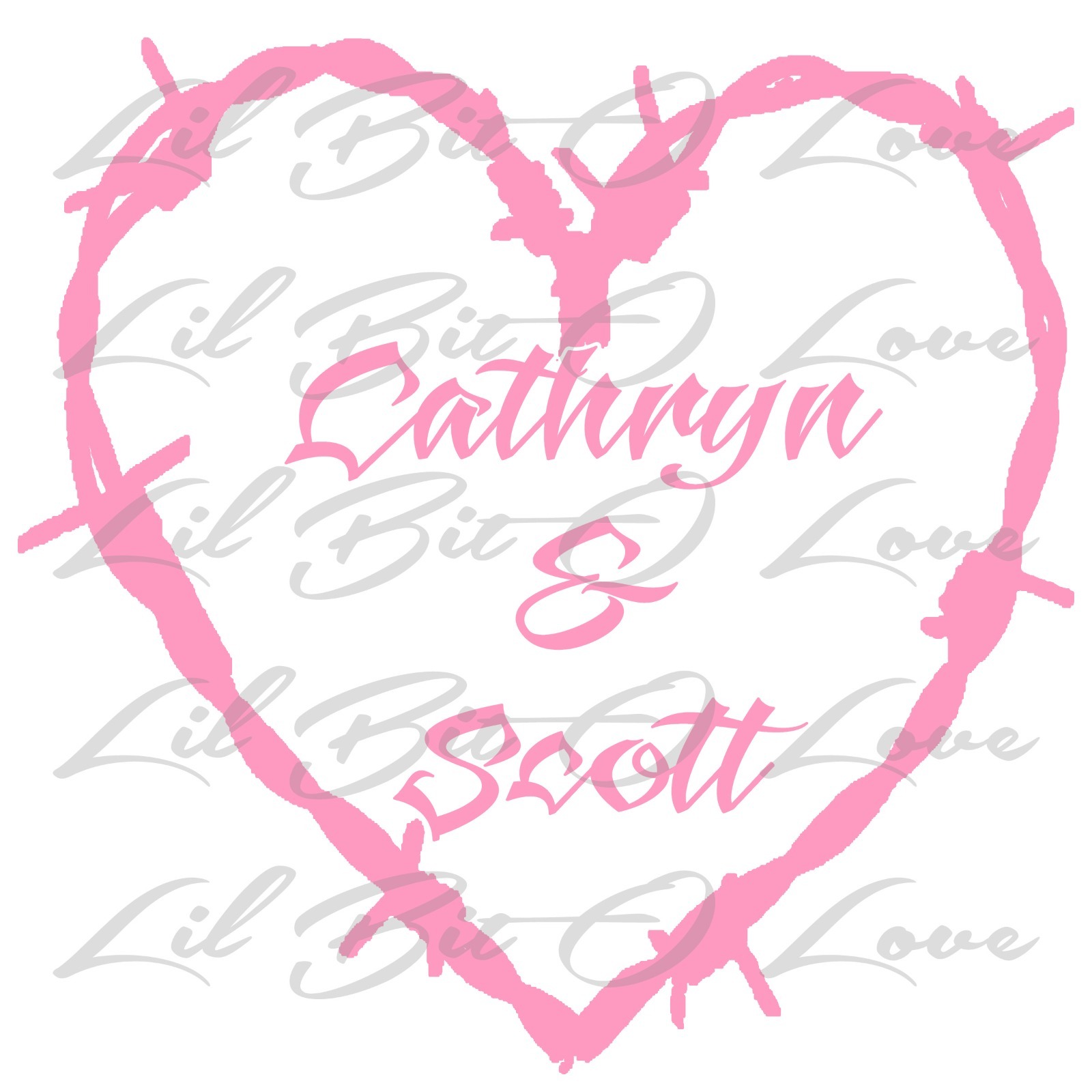 Custom Barbed Wire Heart Personalized with Couple's Names Vinyl Decal