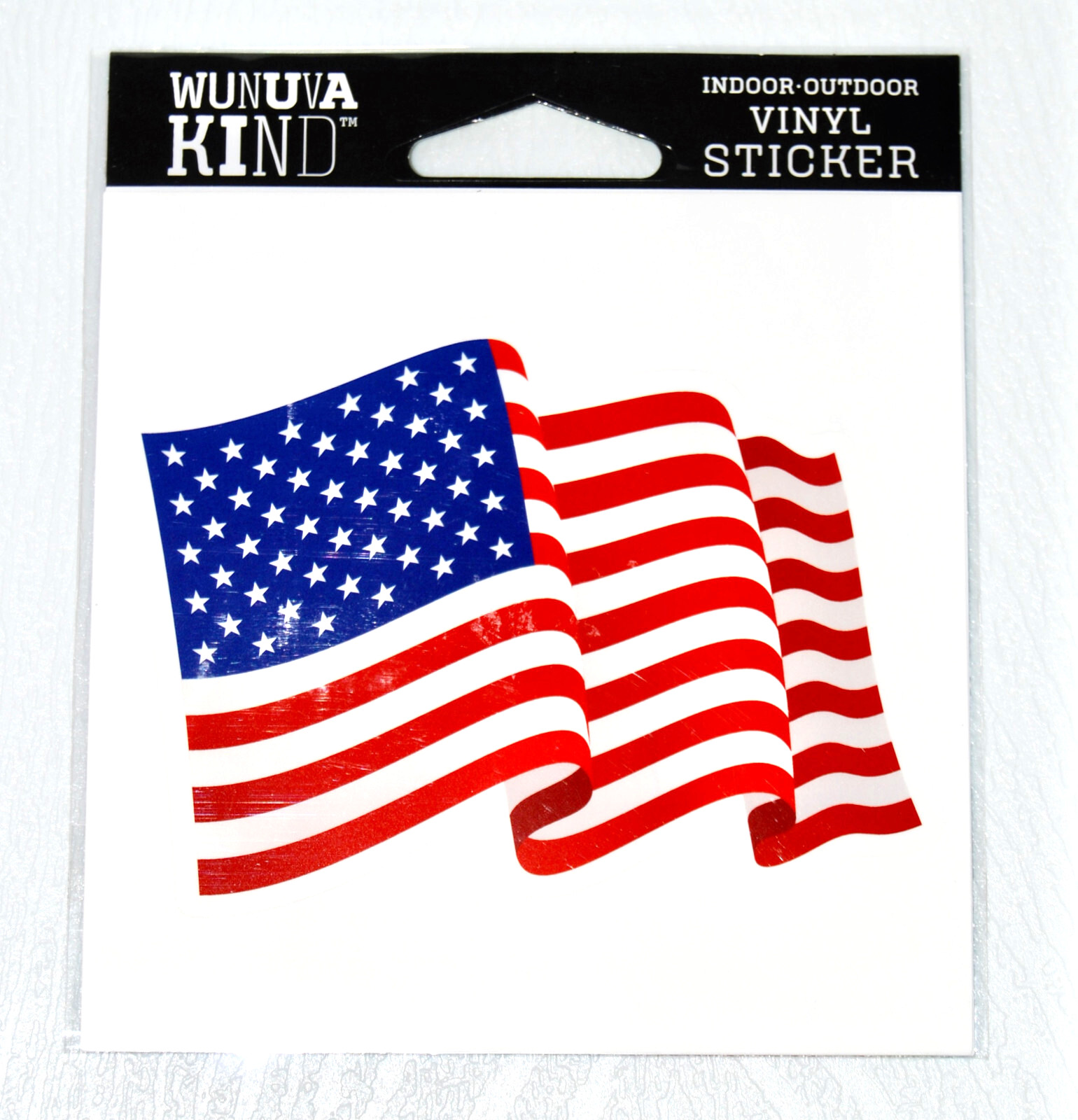 Lot of 4 Wunuva Kind Indoor-Outdoor American Flag Vinyl Sticker