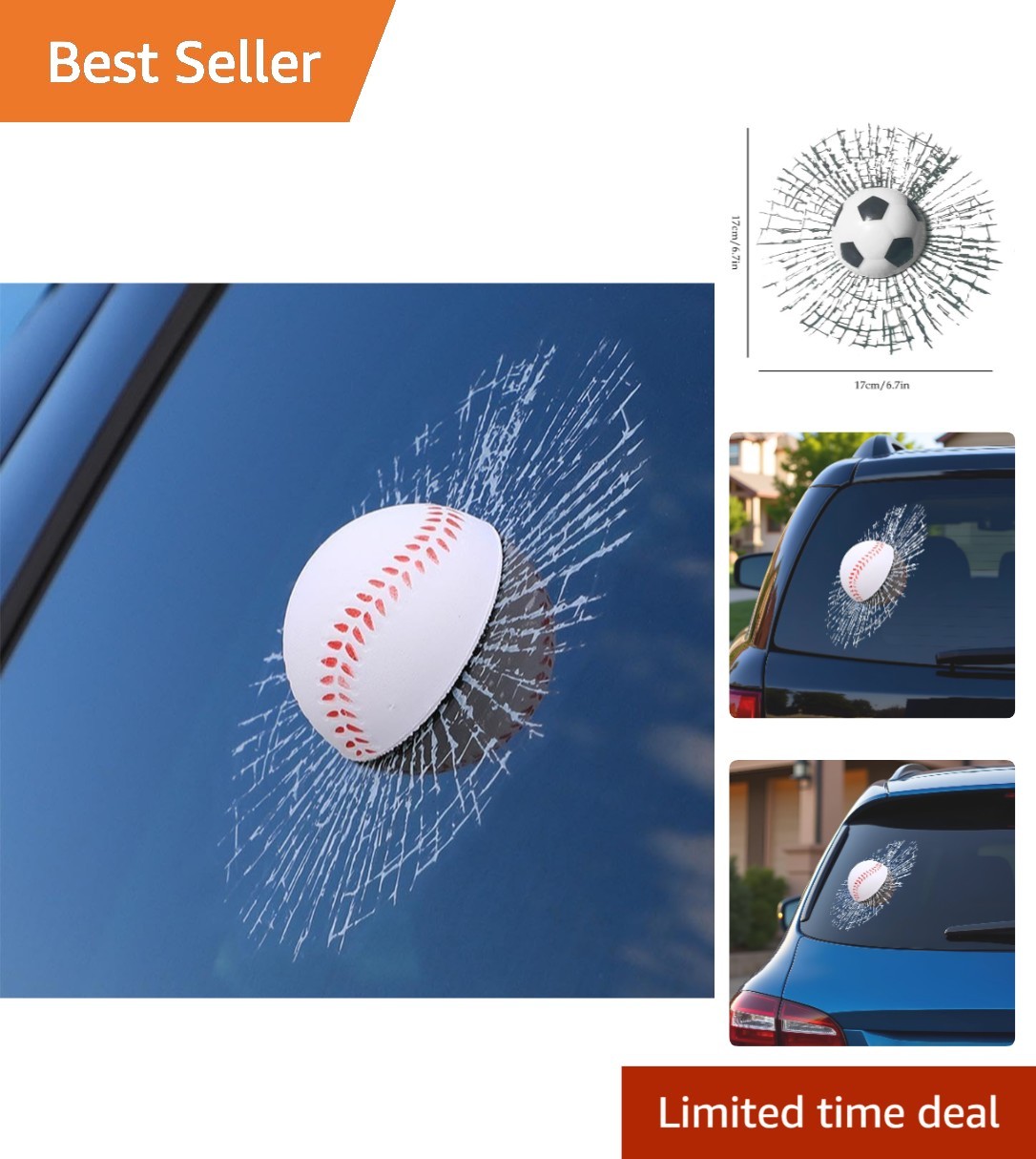 3D Prank Broken Glass Car Sticker Self Adhesive Vinyl Decor