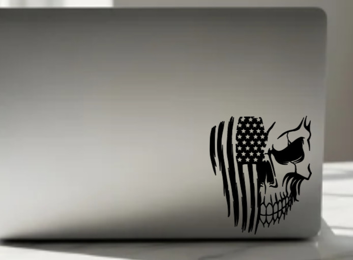 American Flag Skull Vinyl Decal Sticker Car Truck Window Bumper Patriotic USA
