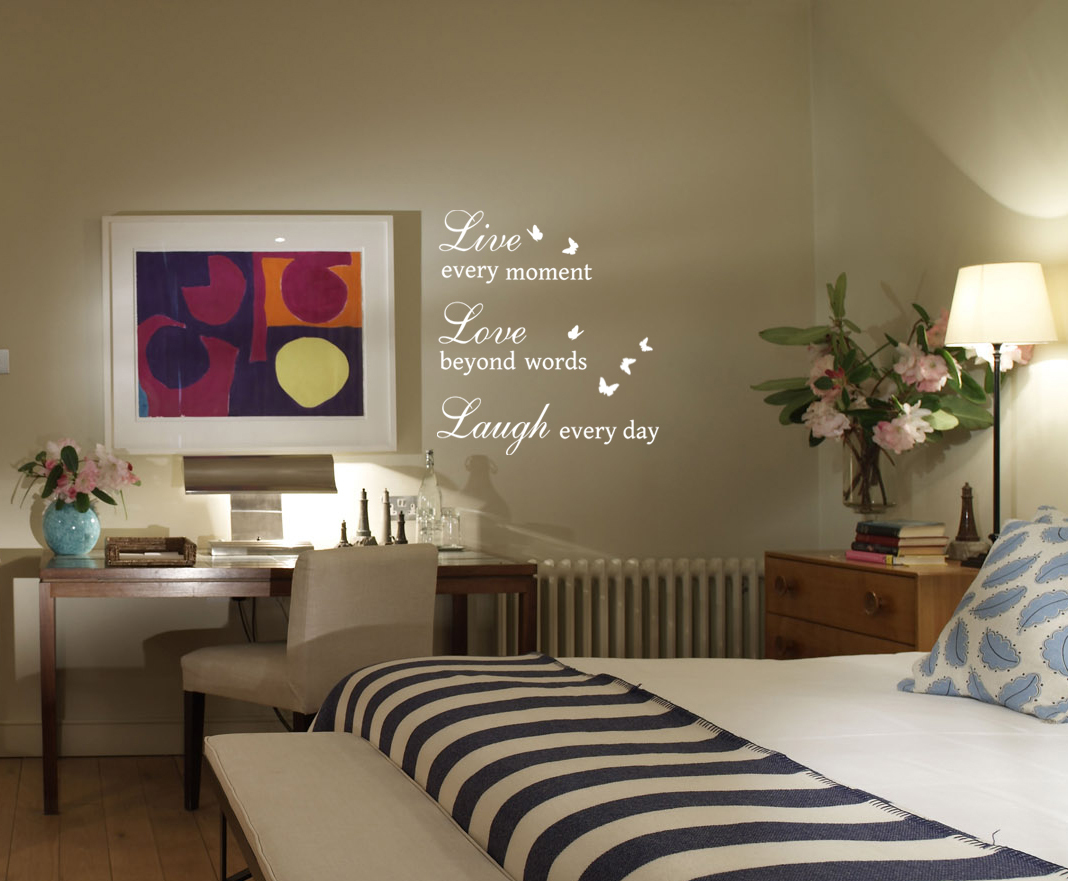 Live Love Laugh Quotes & Butterflies Art Vinyl Sticker, Wall Decal- HIGH QUALITY