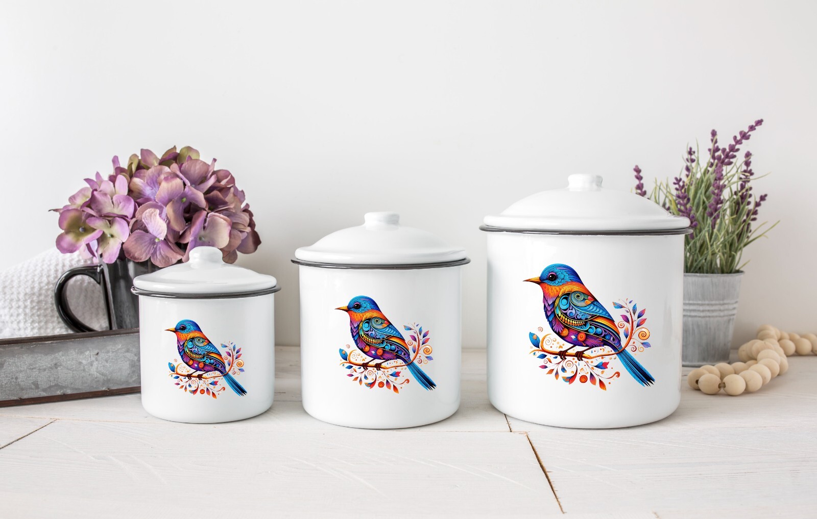 Colorful Doodle Bird UV DTF Transparent Sticker / Decal