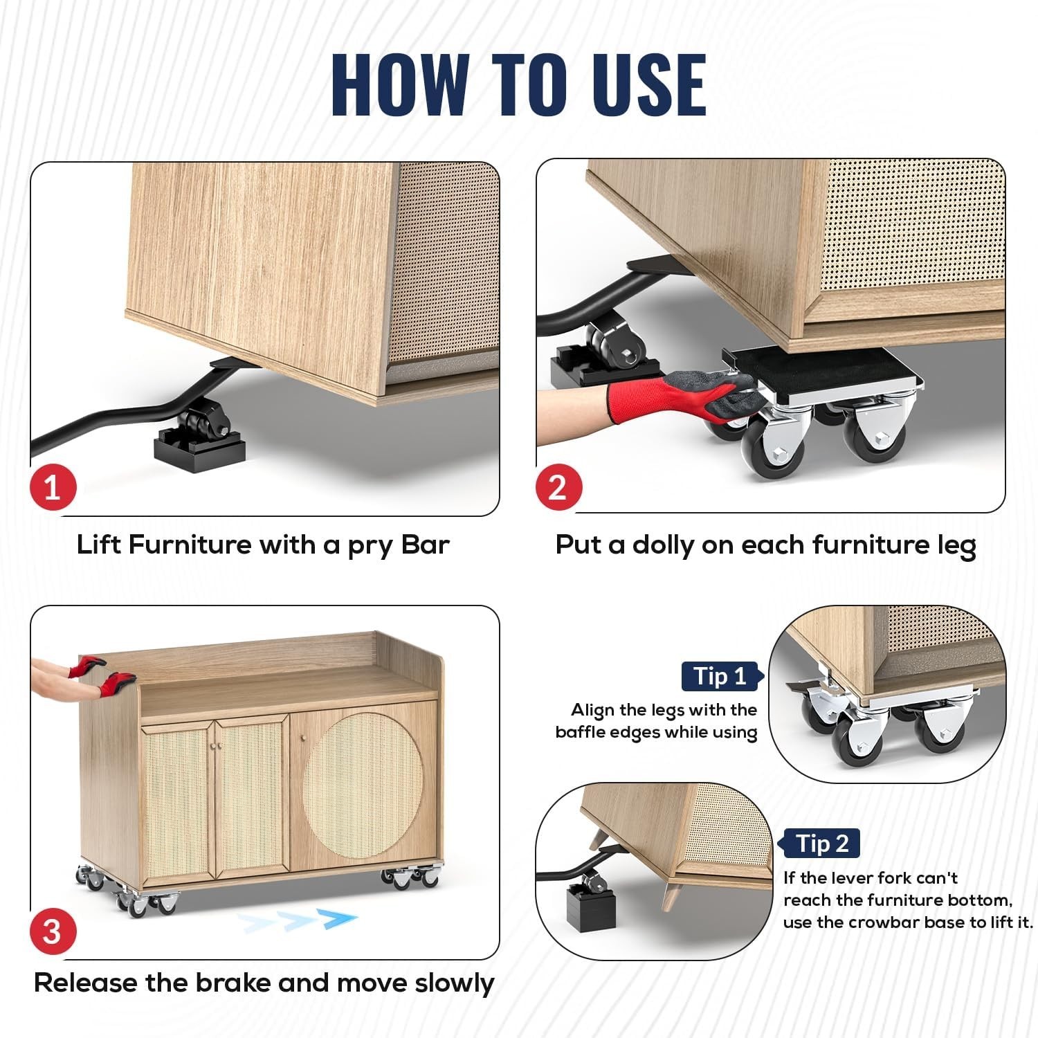 Furniture Moving Dolly with Reinforced Steel Panel Heavy Duty,360°Swivel & Top B