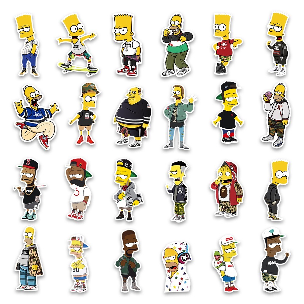 50 Pcs Stickers The Simpsons Character Luggage Skateboard Car Laptop Phone Vinyl