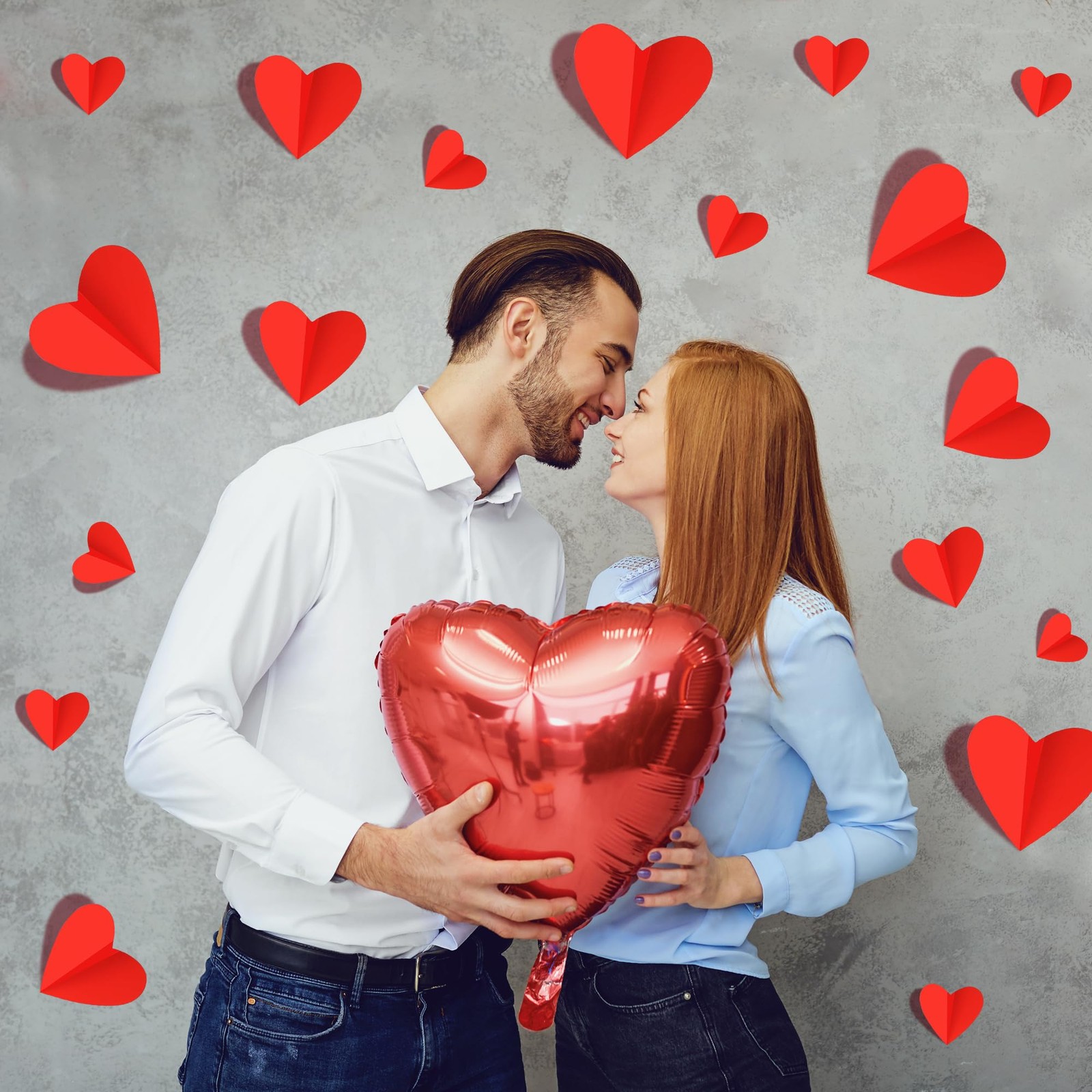 120 Pcs Valentine's Day Wall Stickers, 3D Red Heart Waterproof Decals for Wed…