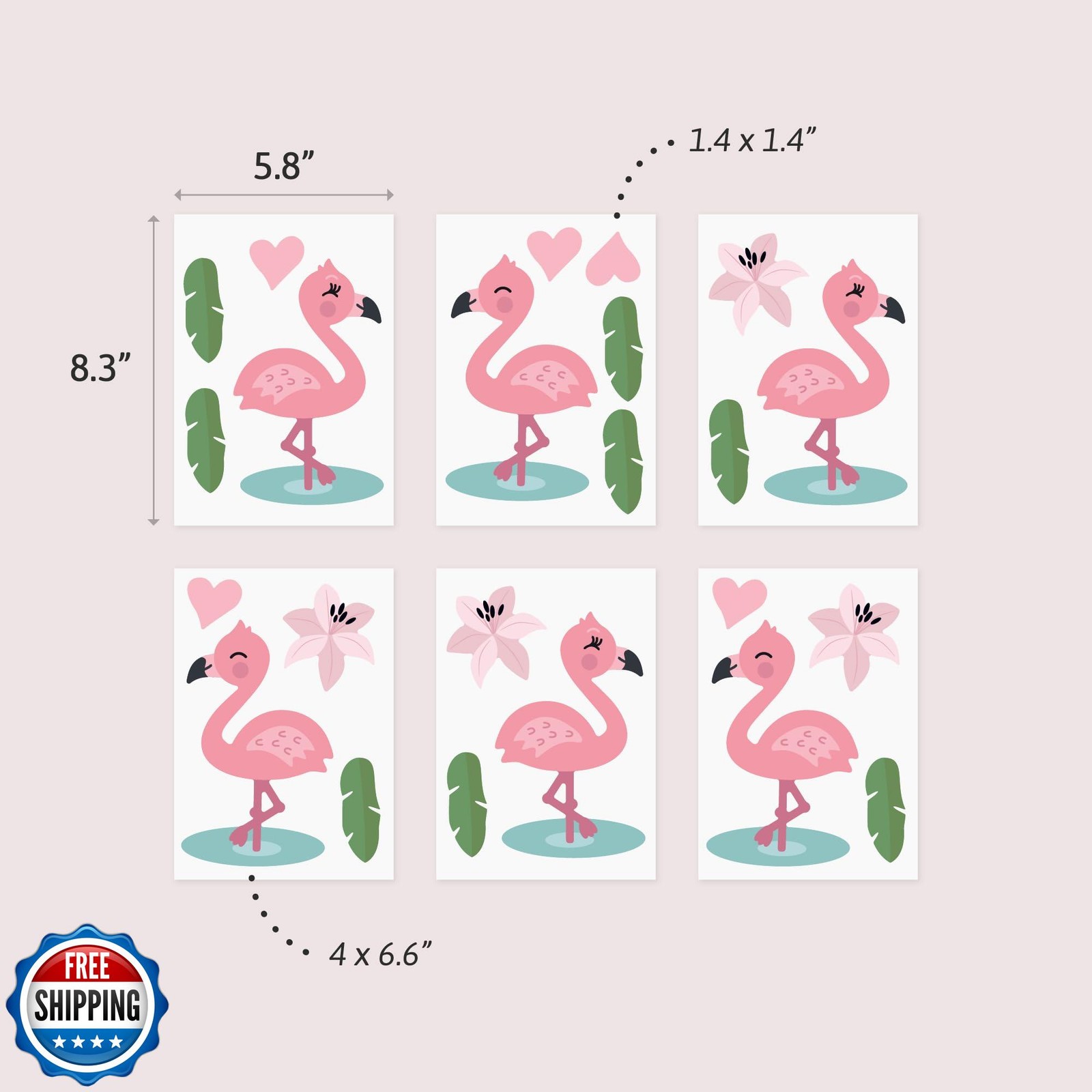 Teddylabels – Flamingo Wall Decals – Easy-to-Apply and Removable Wall Sticker
