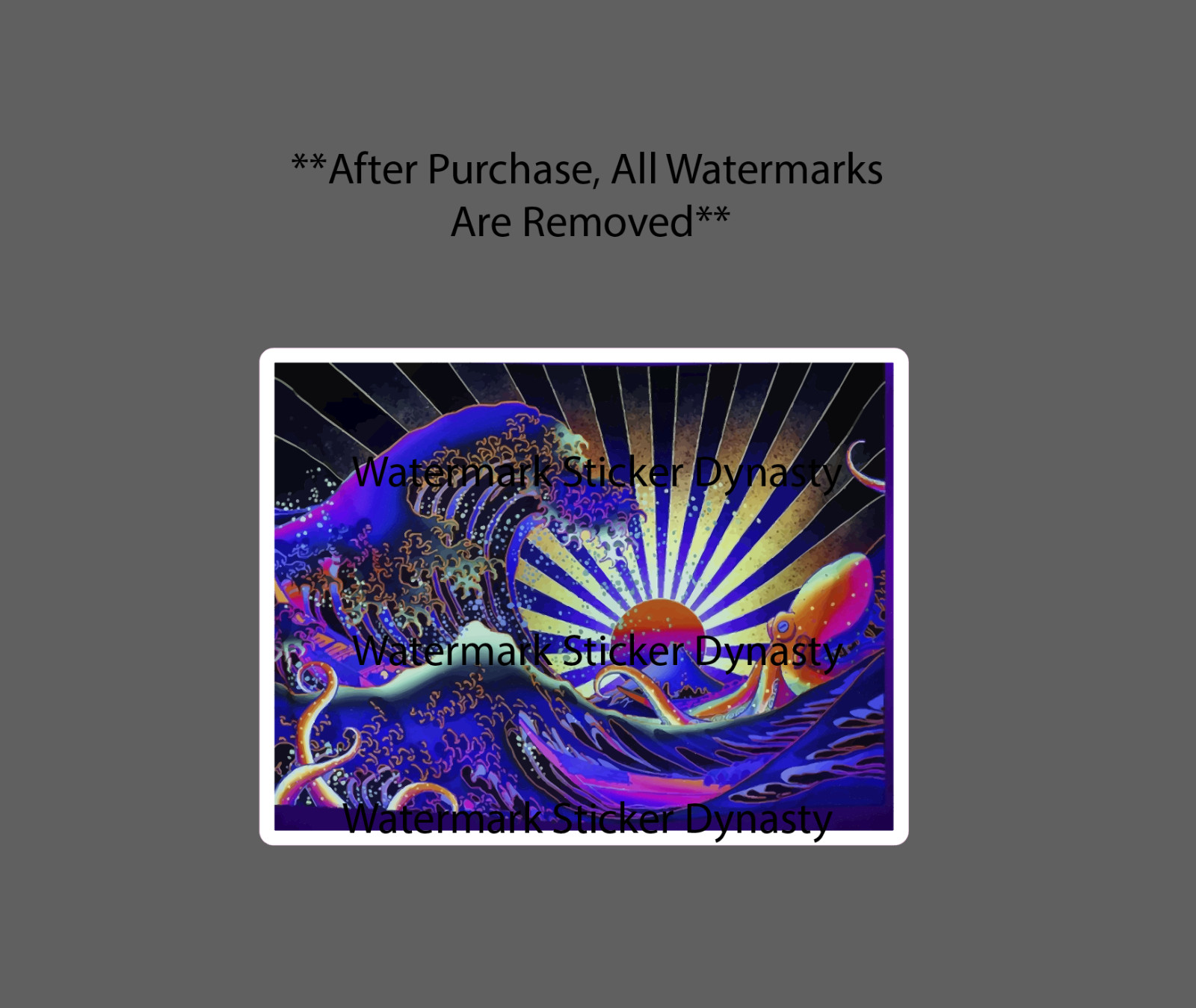 Japanese Sea Sticker Waterproof Decal Trippy Abstract Ocean Waves Gift NEW