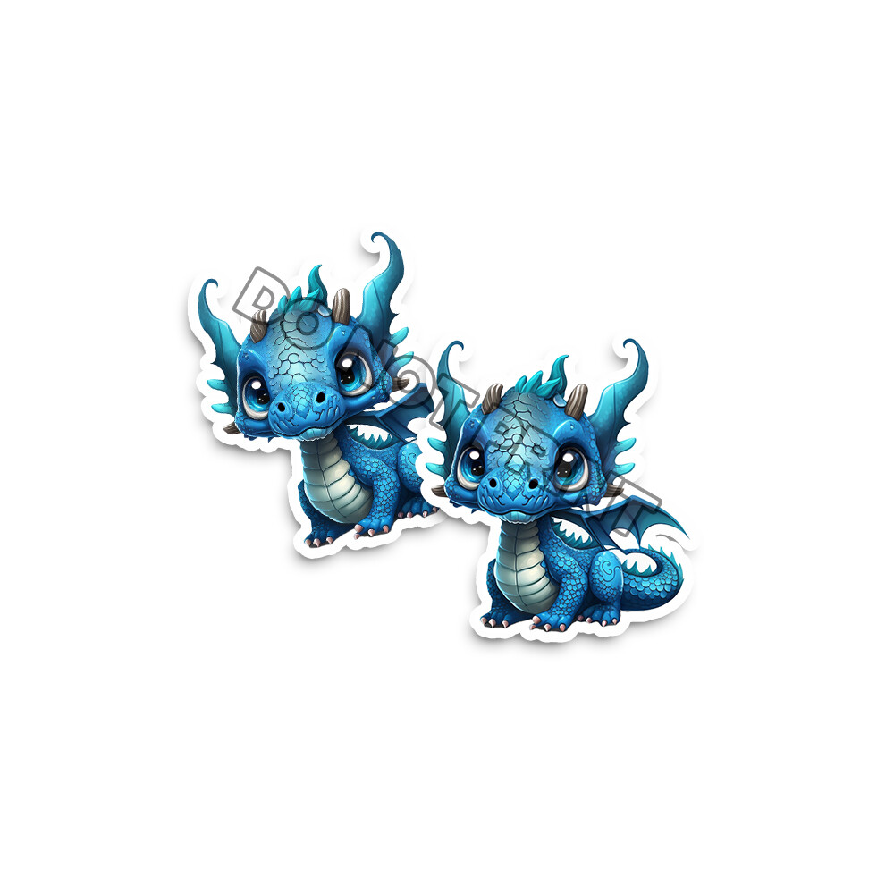 Baby Dragon Stickers Blue Dragons with Bat Wings Die Cut Decals M33033 Set of 2