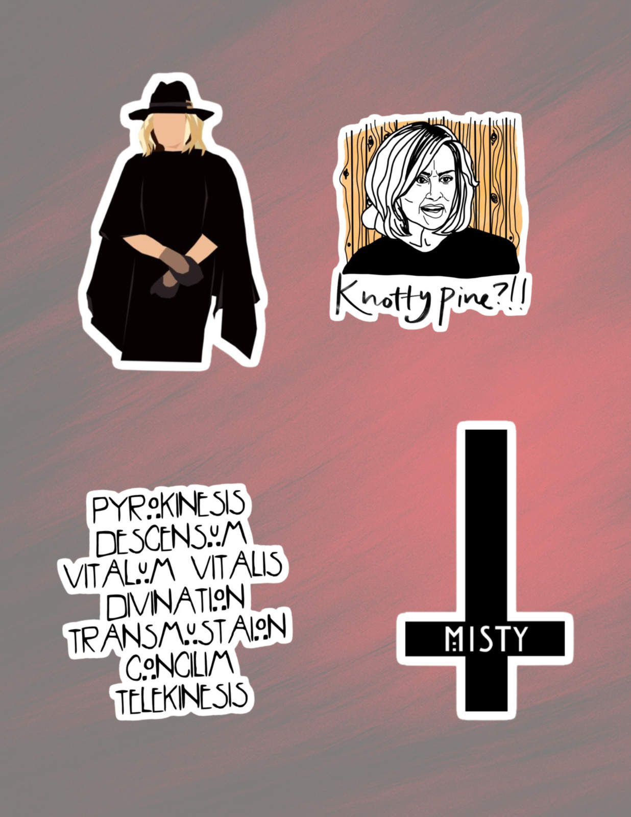 American horror Story Coven 4pc Sticker Pack