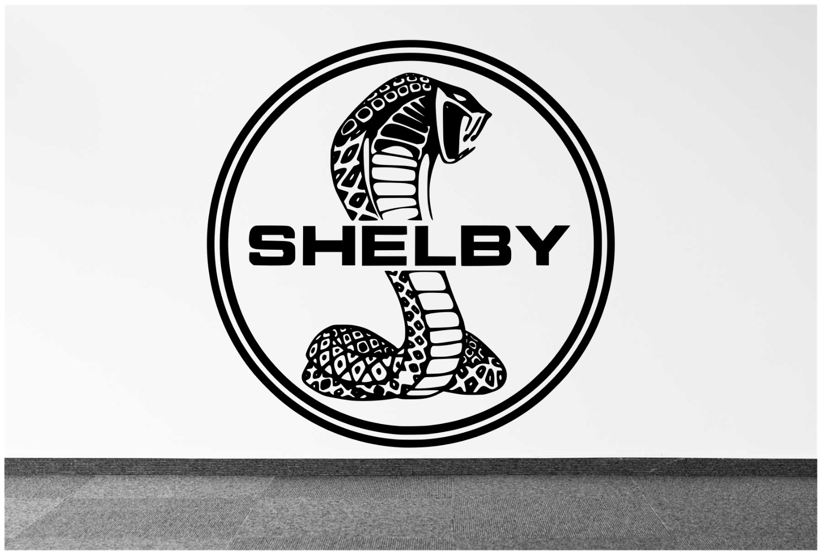 SHELBY COBRA LOGO MUSTANG LARGE WALL ART VINYL DECAL 22" your choice of color